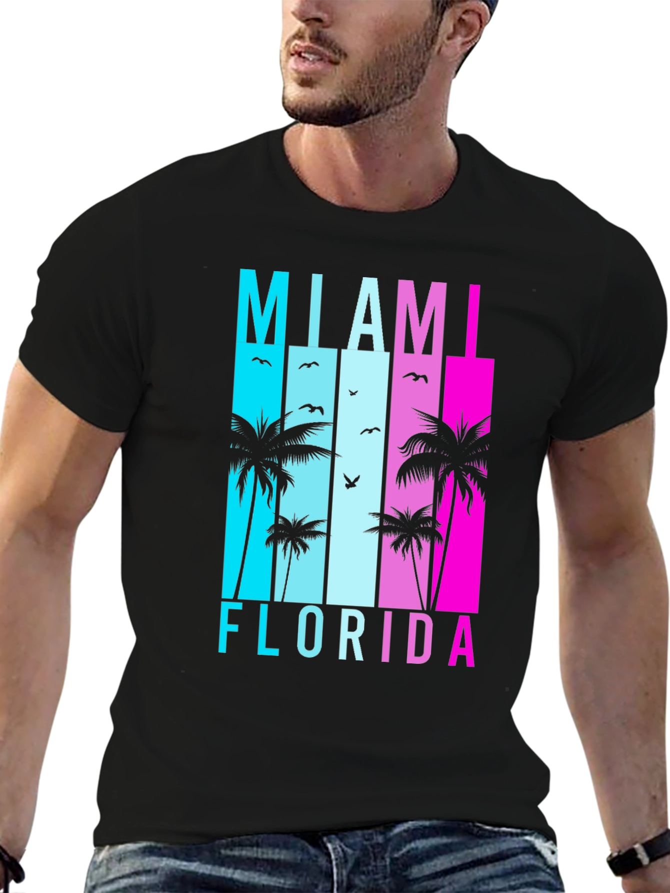 Miami Florida T-Shirt Retro Palm Tree Graphic Tee