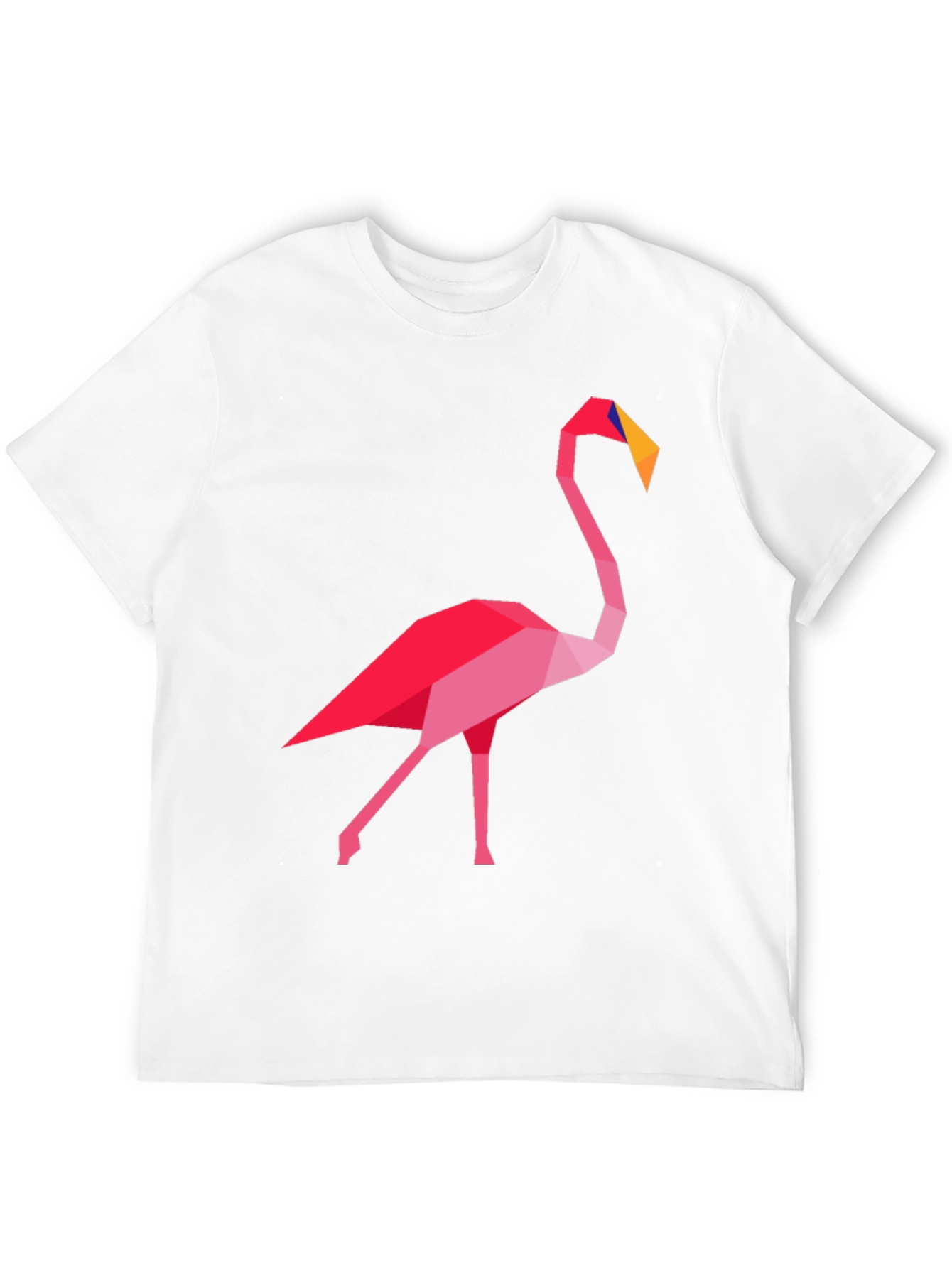 Geometric Flamingo Graphic Tee - Casual Black T-Shirt