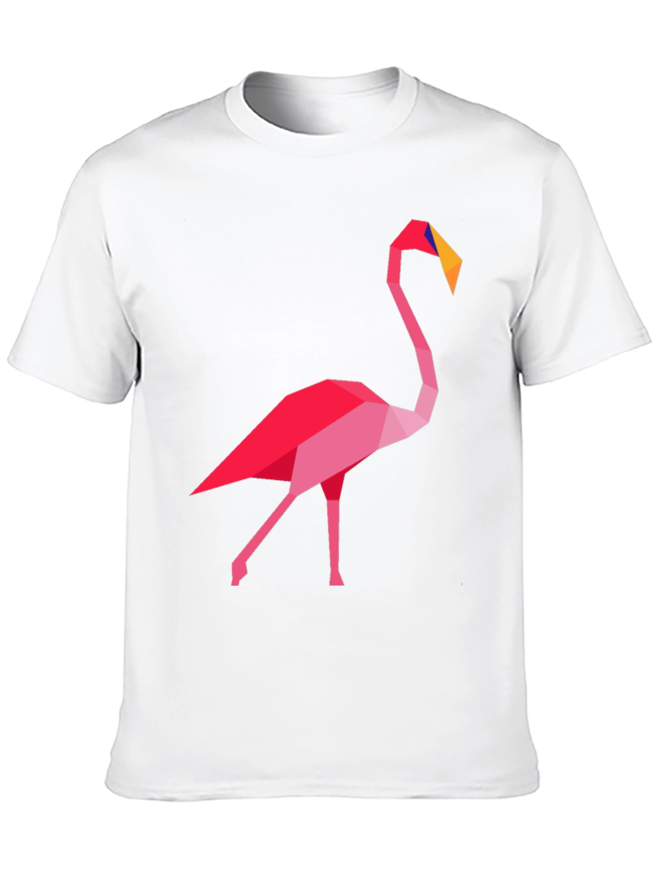 Geometric Flamingo Graphic Tee - Casual Black T-Shirt