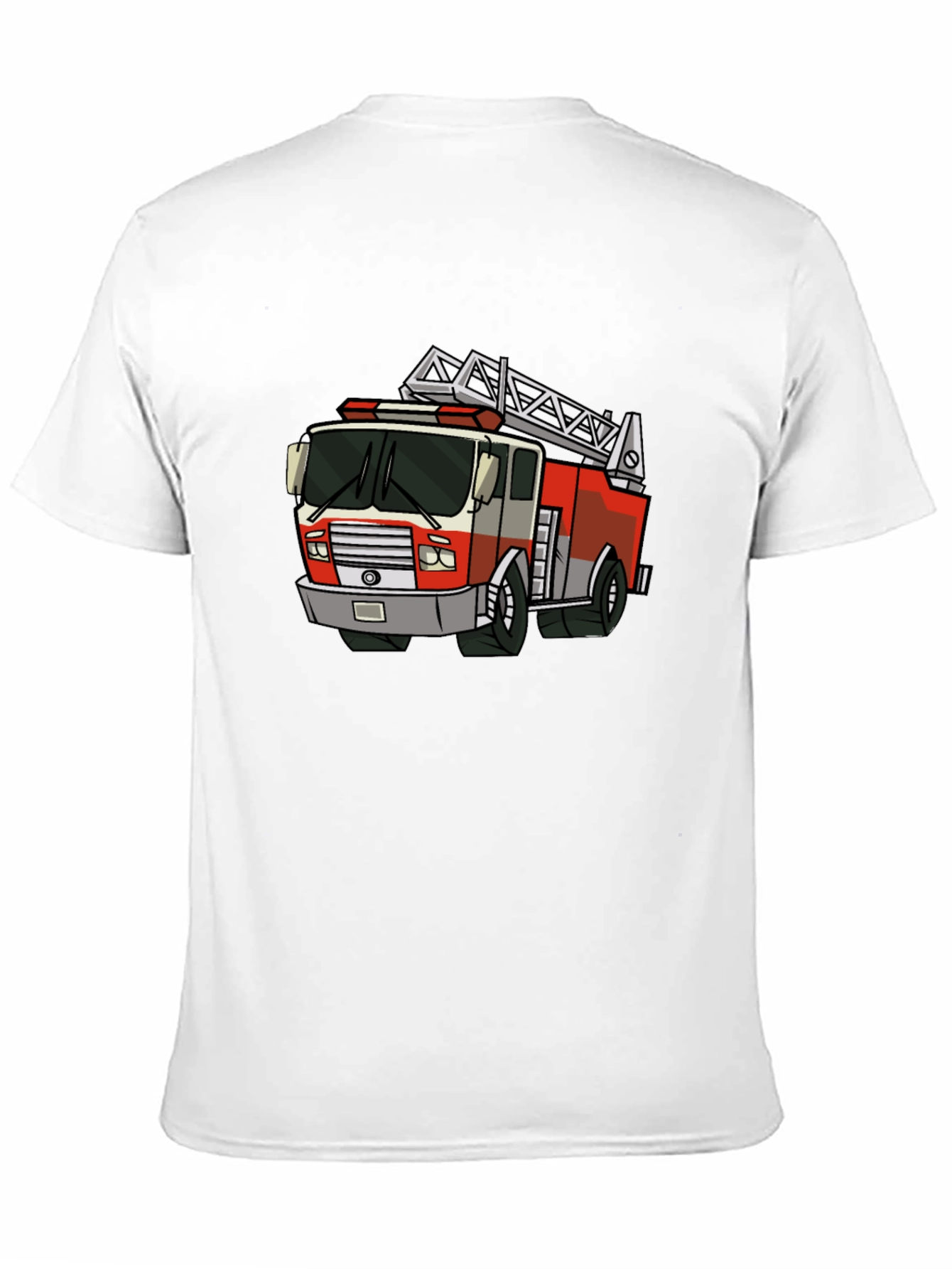 Cartoon Fire Truck Graphic Tee - Black