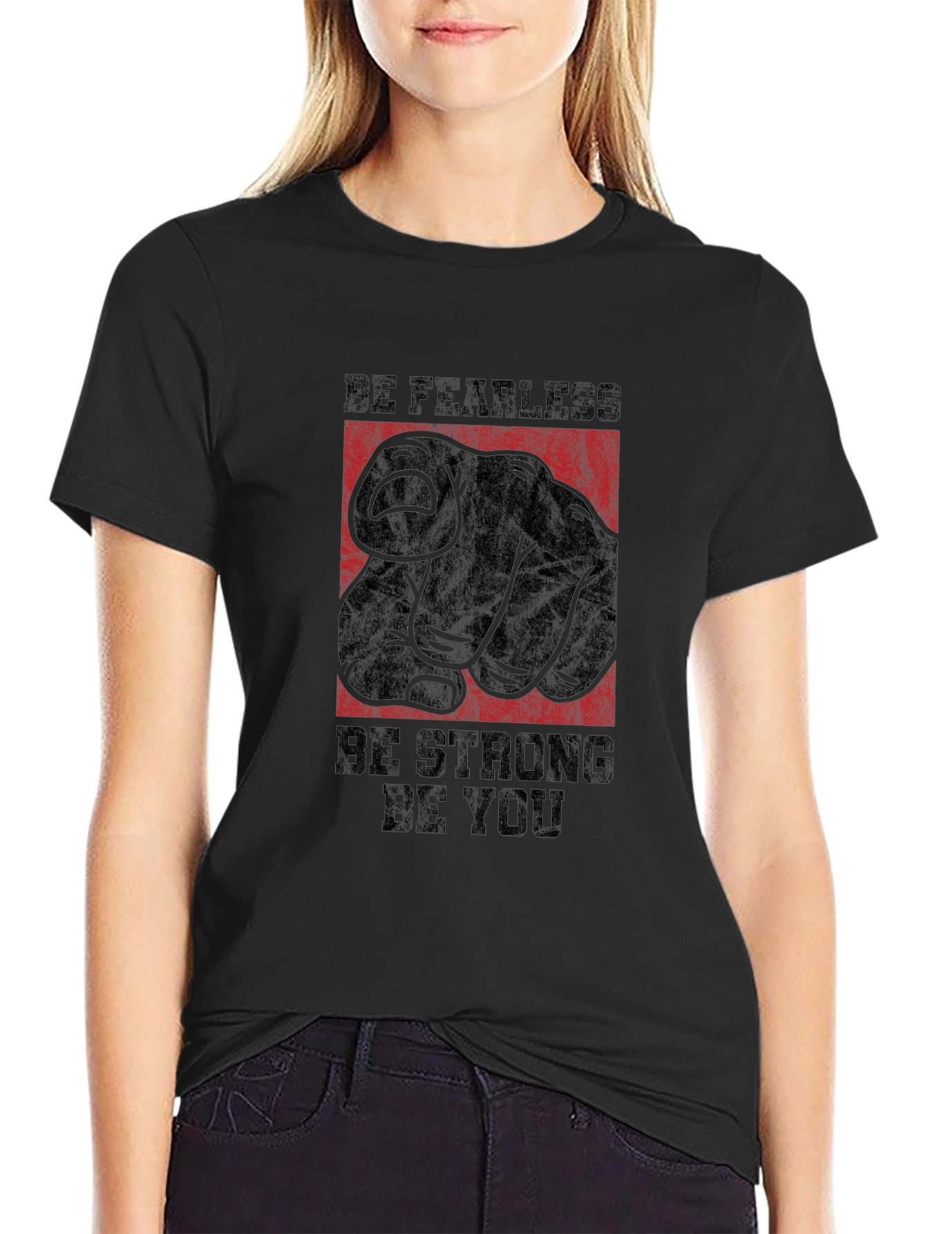 Fearless Strong You Graphic Black T-Shirt