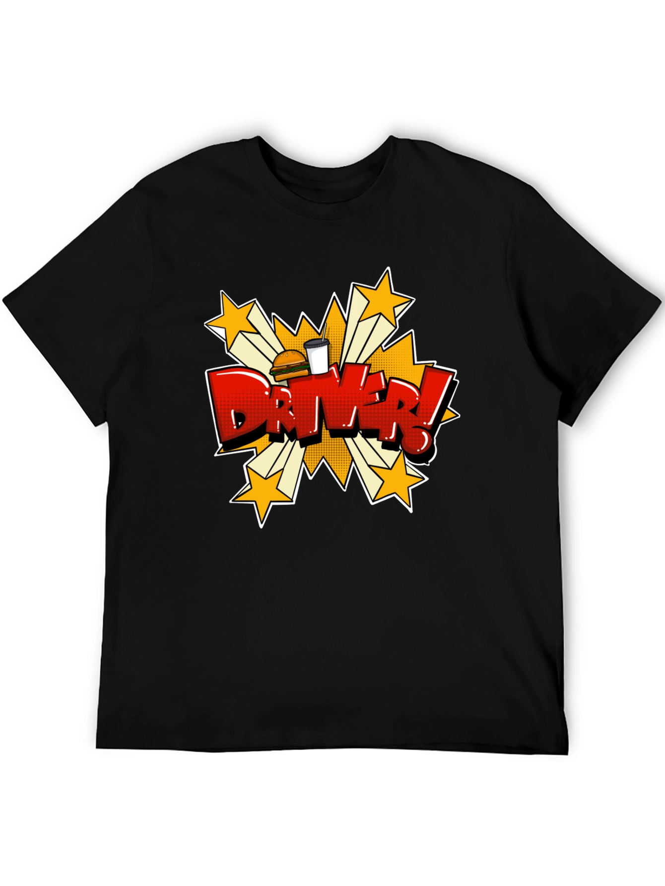 Driver Cartoon T-Shirt - Fast Food Delivery Style