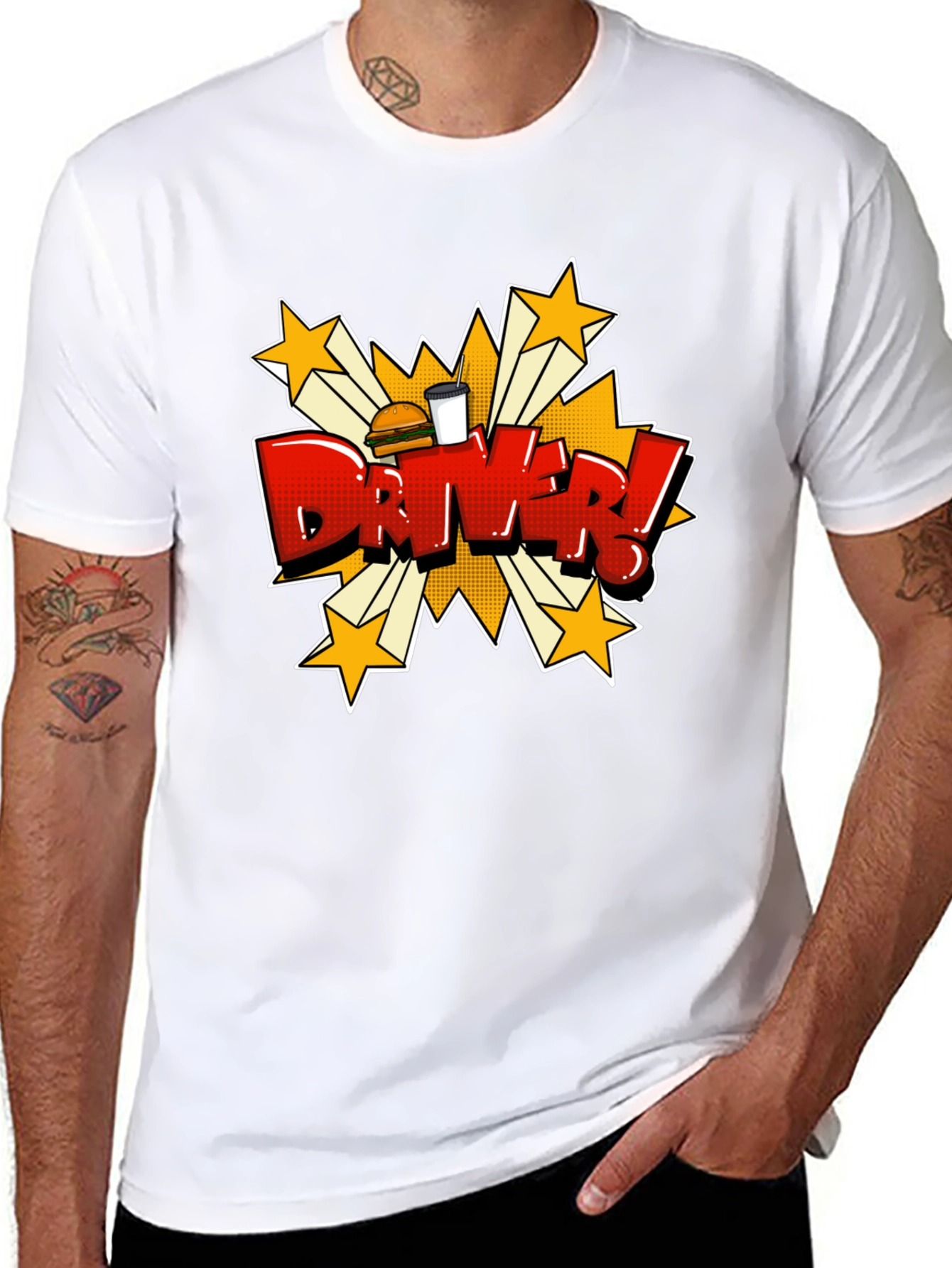 Driver Cartoon T-Shirt - Fast Food Delivery Style