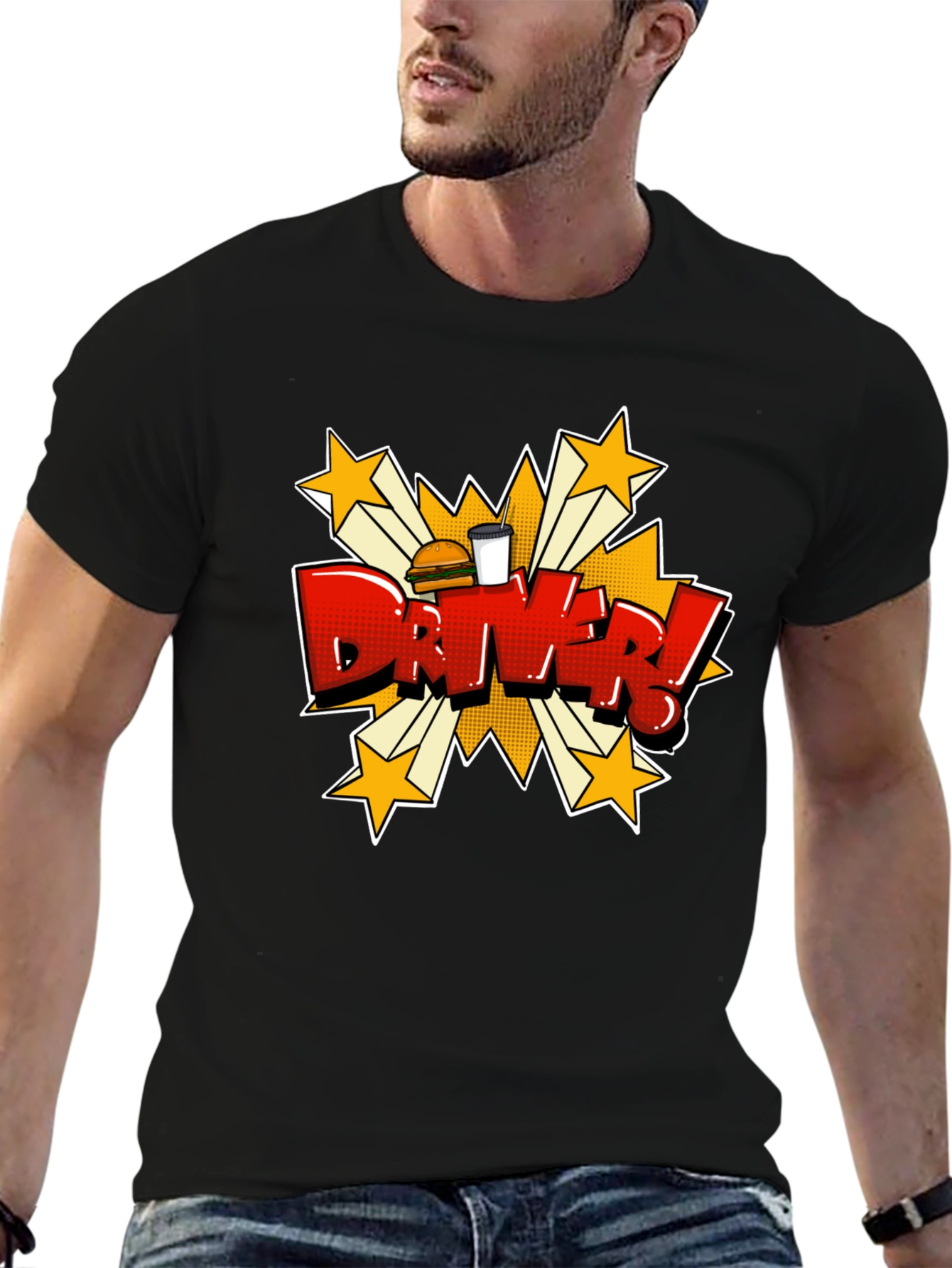 Driver Cartoon T-Shirt - Fast Food Delivery Style
