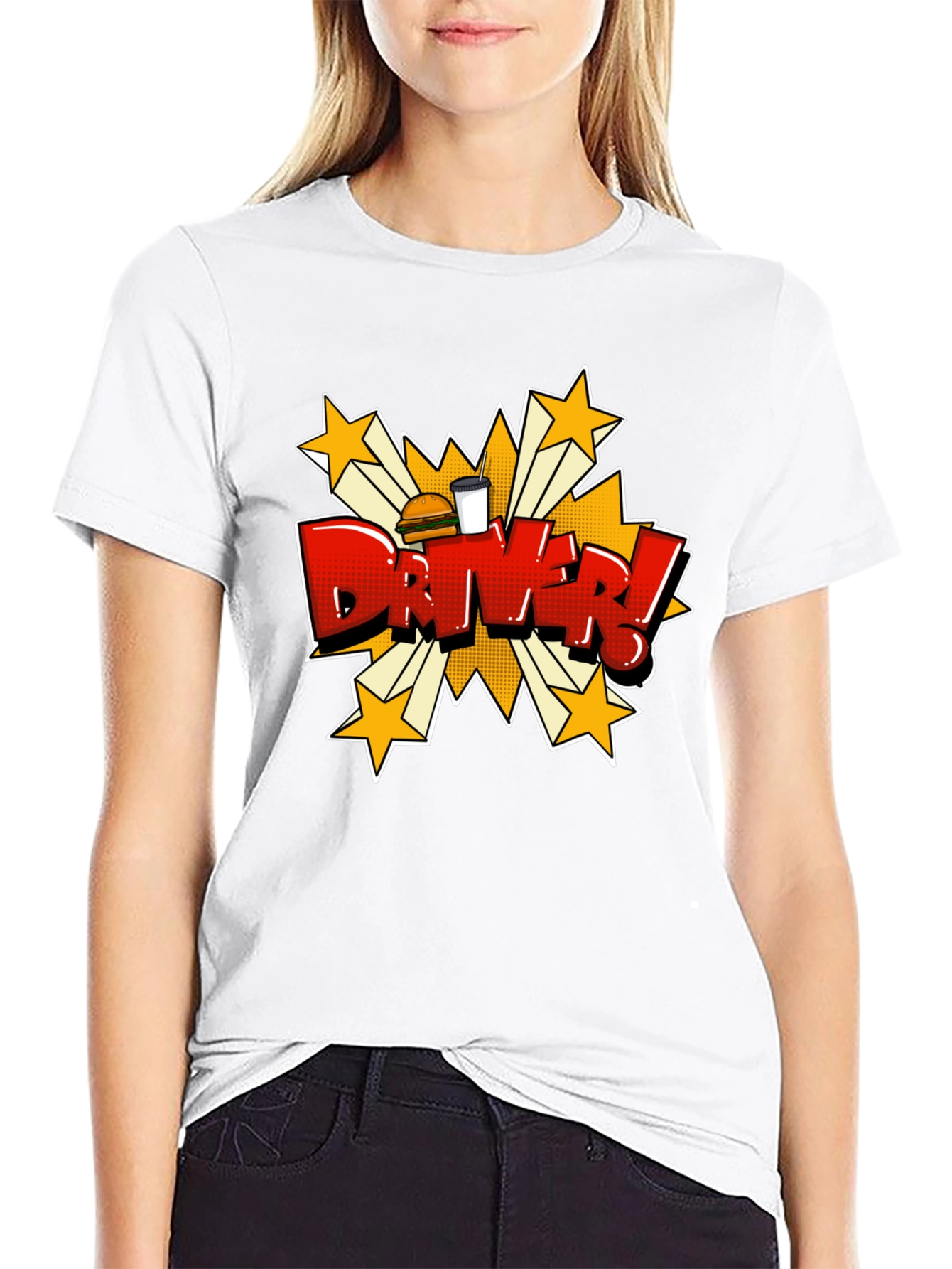 Driver Cartoon T-Shirt - Fast Food Delivery Style