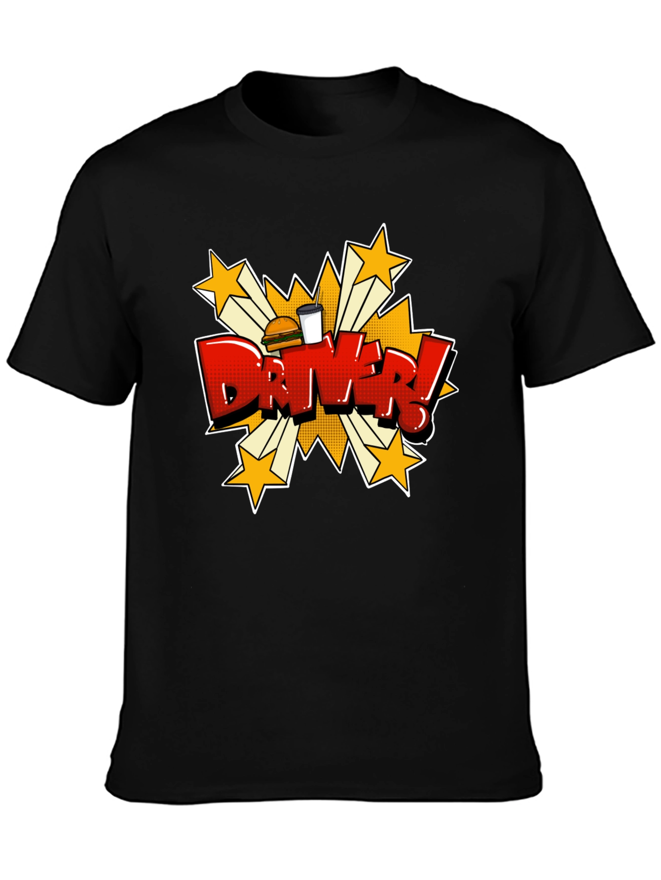 Driver Cartoon T-Shirt - Fast Food Delivery Style