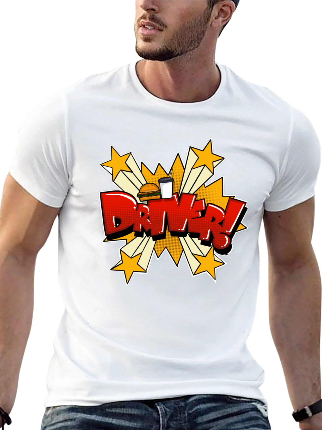 Driver Cartoon T-Shirt - Fast Food Delivery Style