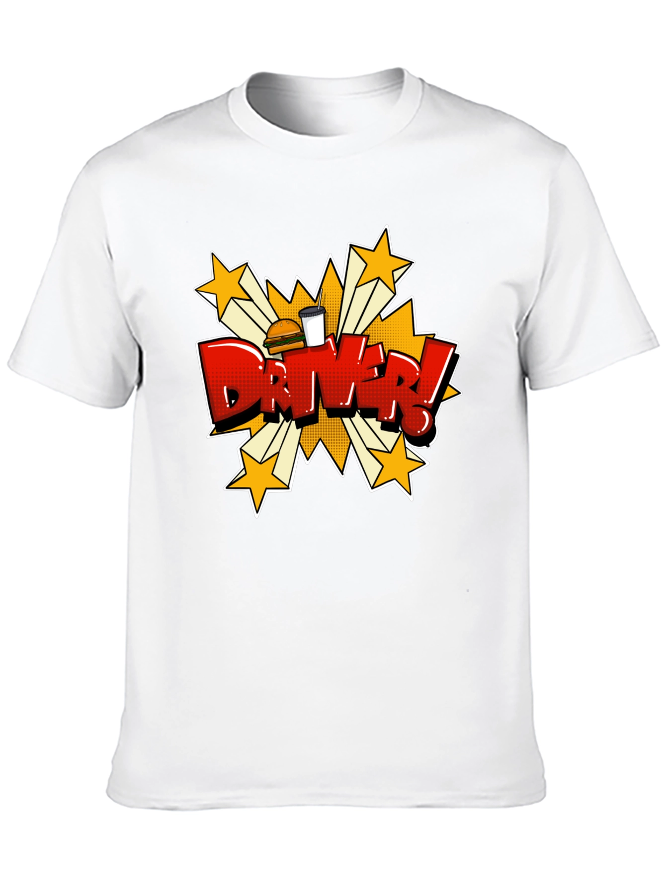 Driver Cartoon T-Shirt - Fast Food Delivery Style