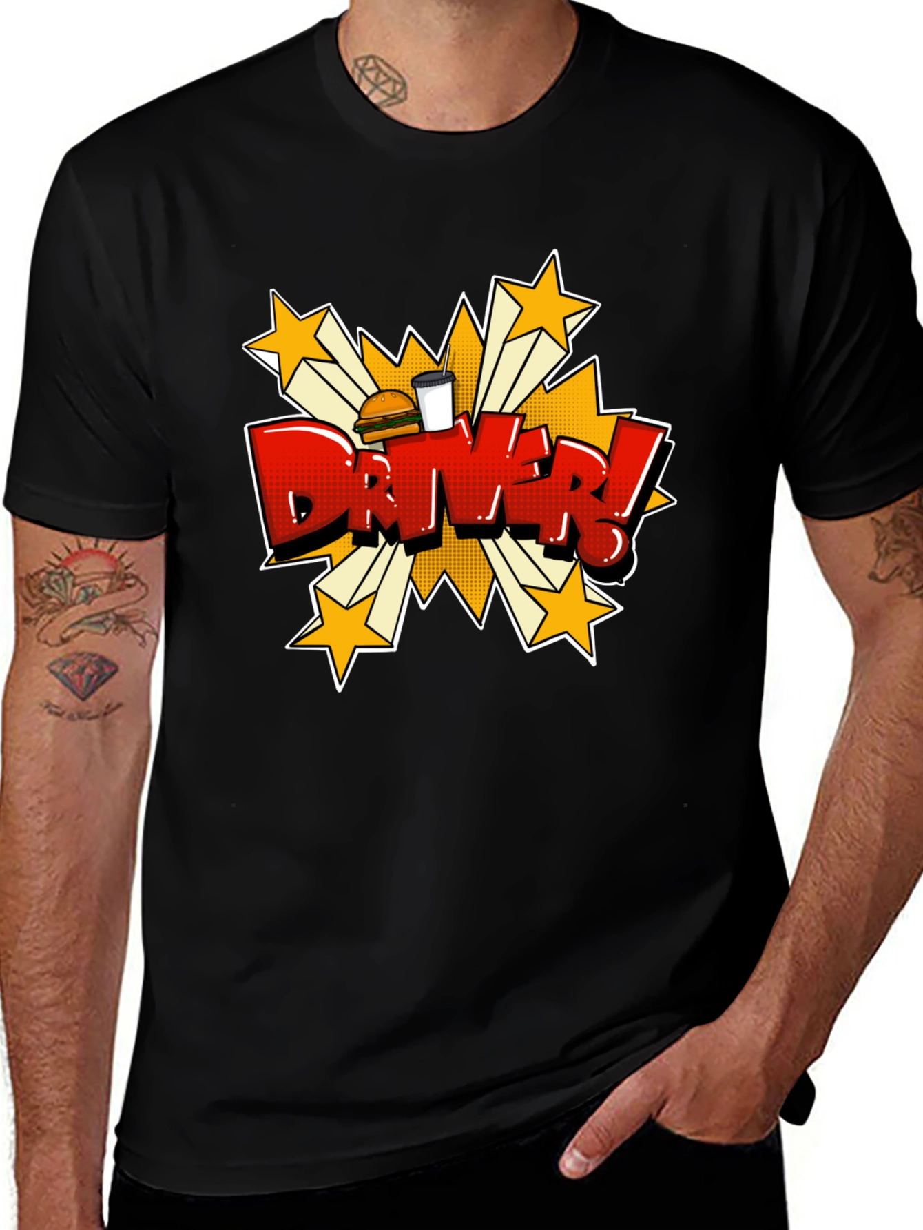 Driver Cartoon T-Shirt - Fast Food Delivery Style