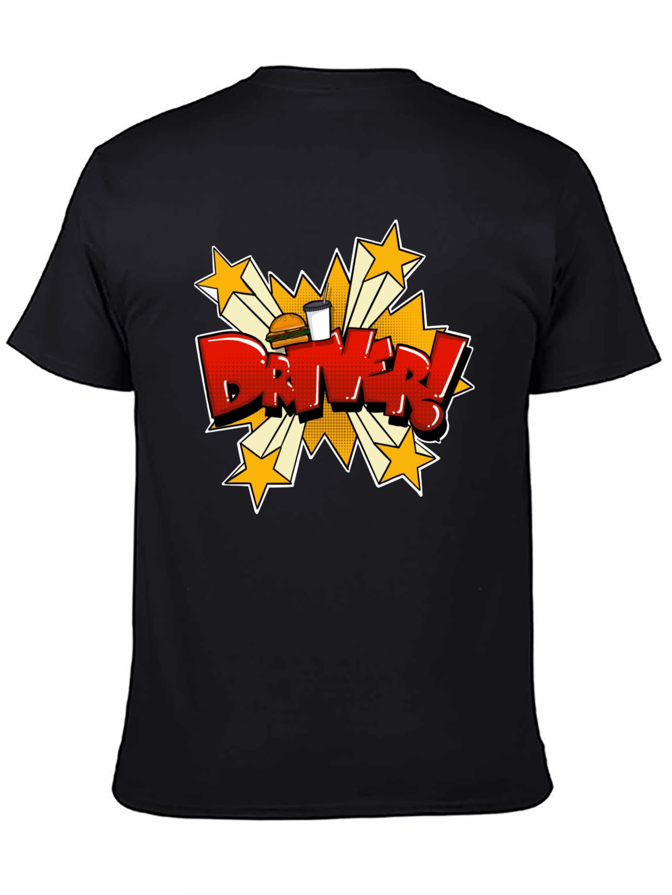 Driver Cartoon T-Shirt - Fast Food Delivery Style