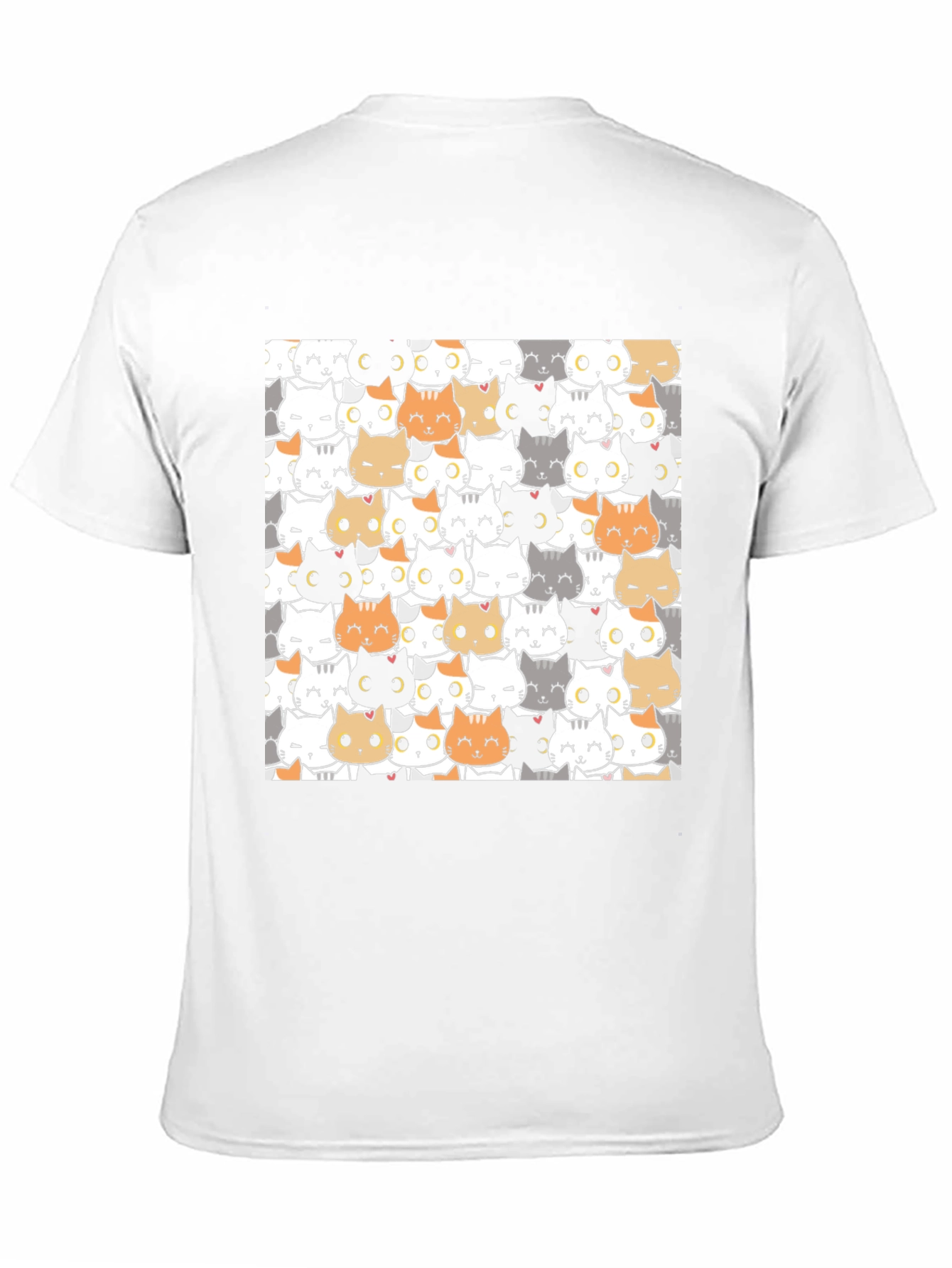 Cute Cartoon Cat Print Black T-Shirt