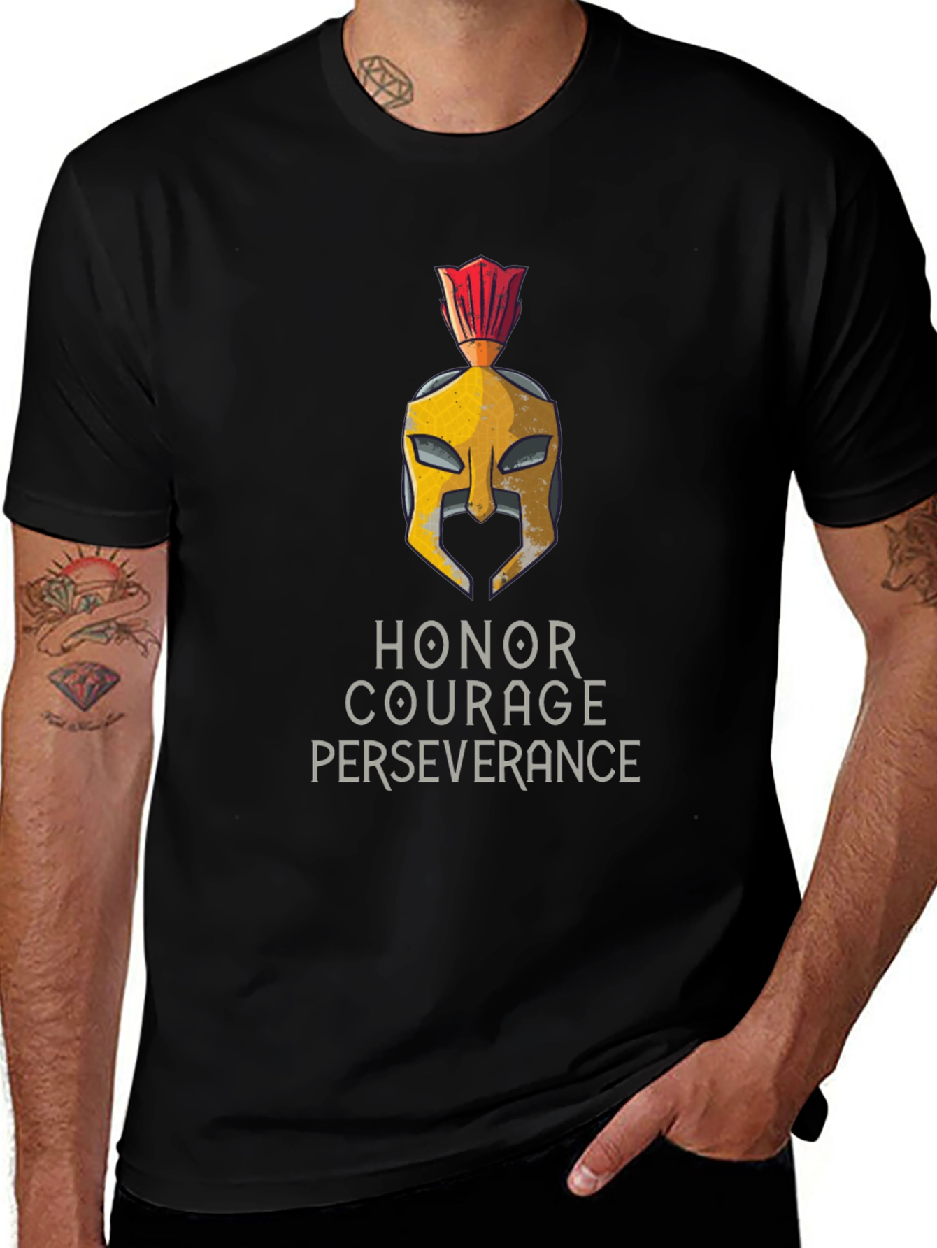 Honor Courage Perseverance Spartan Helmet T-Shirt