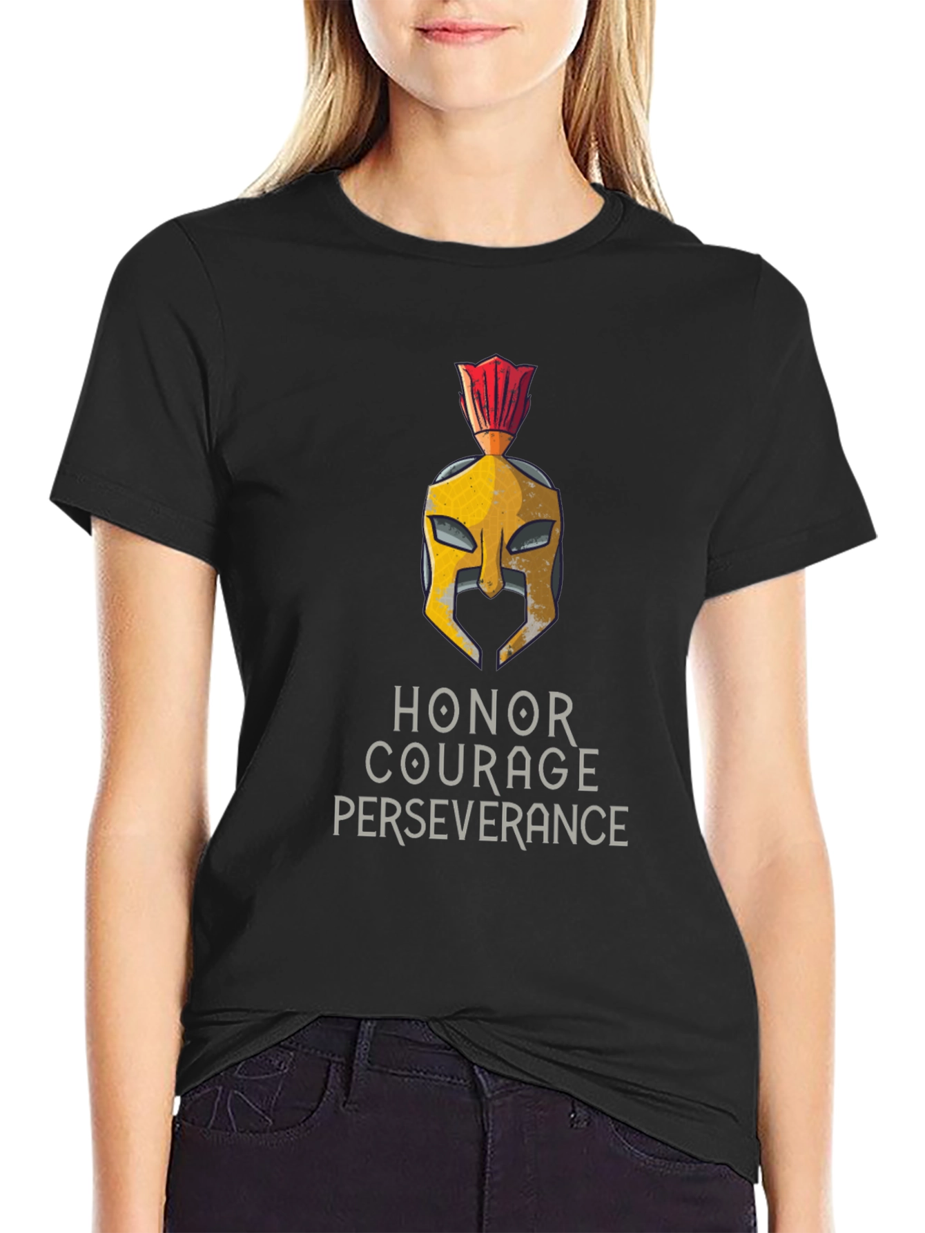 Honor Courage Perseverance Spartan Helmet T-Shirt