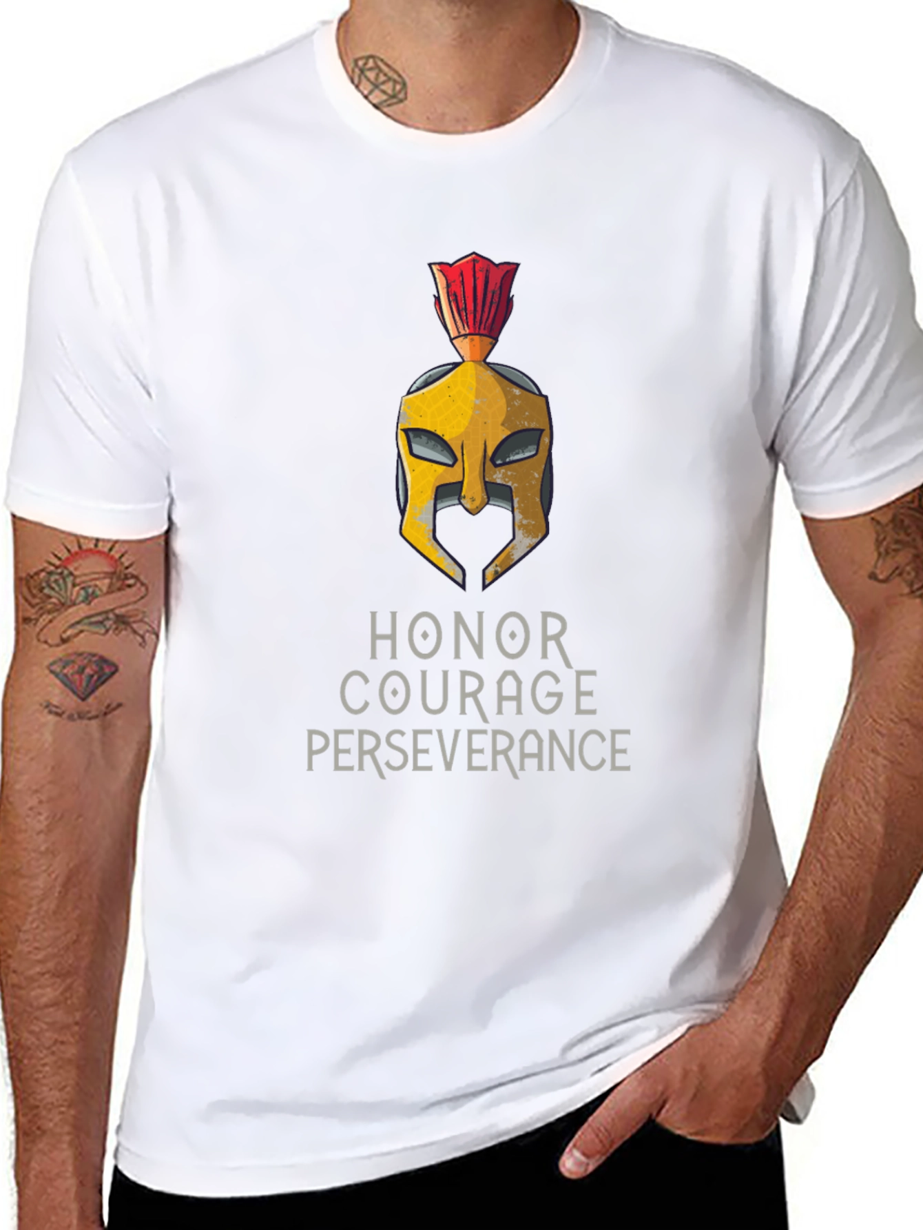 Honor Courage Perseverance Spartan Helmet T-Shirt