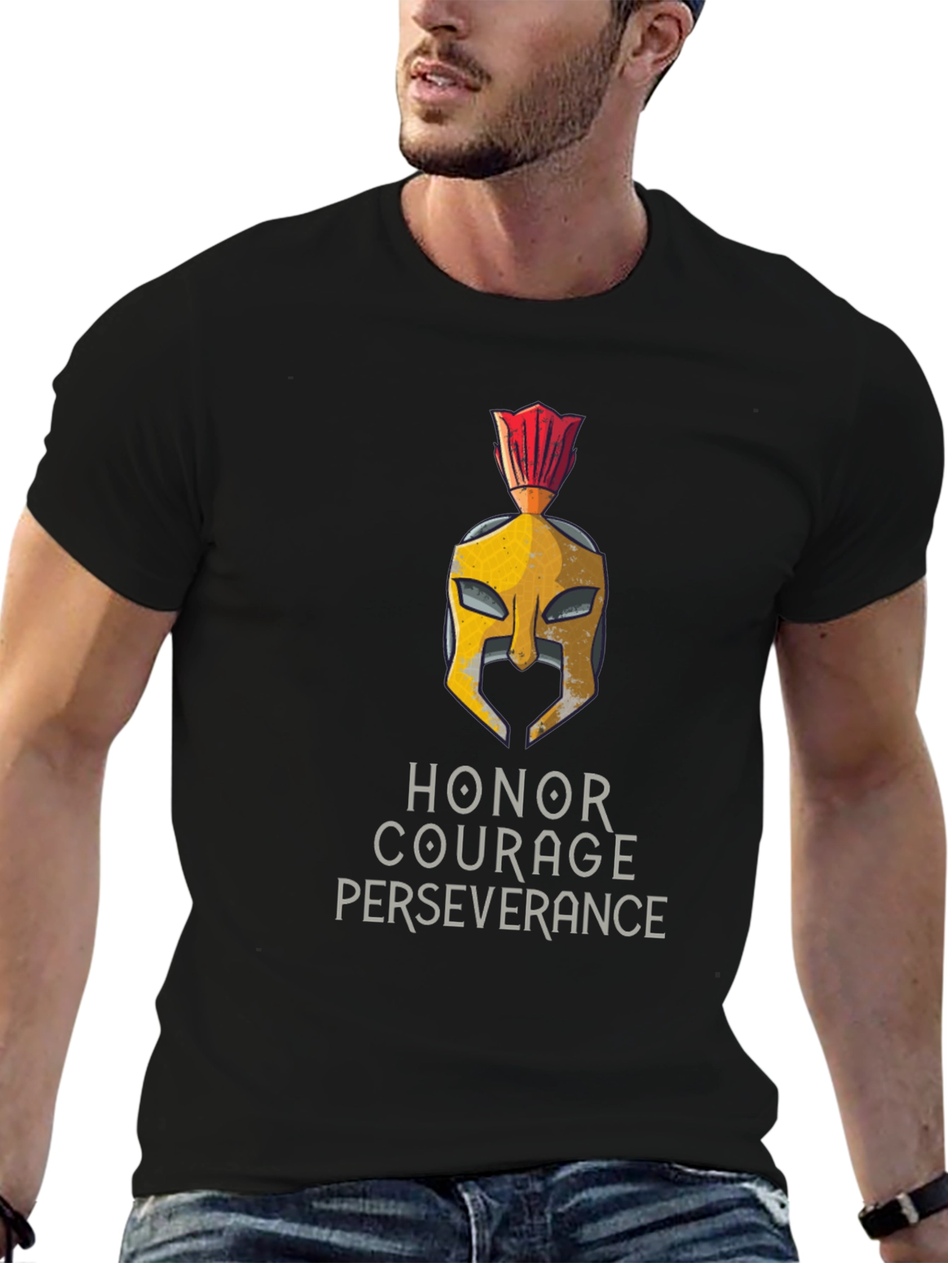 Honor Courage Perseverance Spartan Helmet T-Shirt
