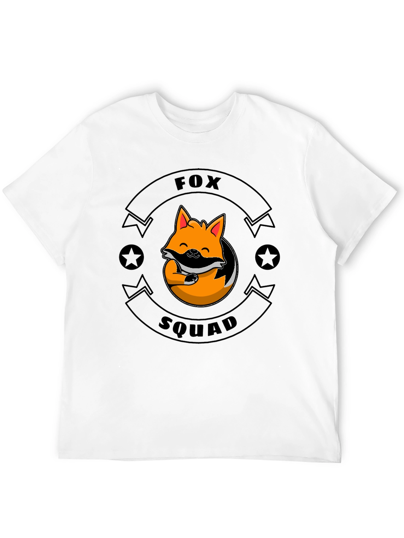 Fox Squad Black T-Shirt - Cute Cartoon Fox Design
