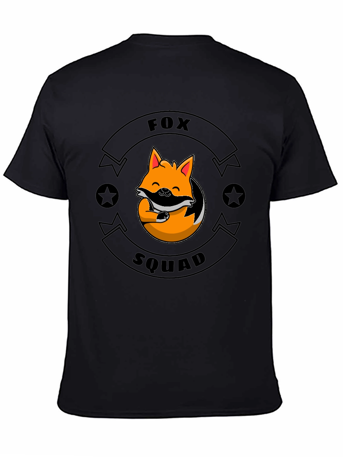 Fox Squad Black T-Shirt - Cute Cartoon Fox Design