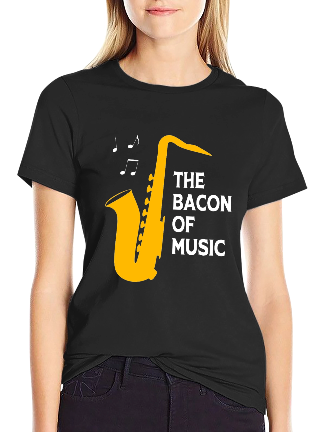 The Bacon of Music Saxophone T-Shirt - Black