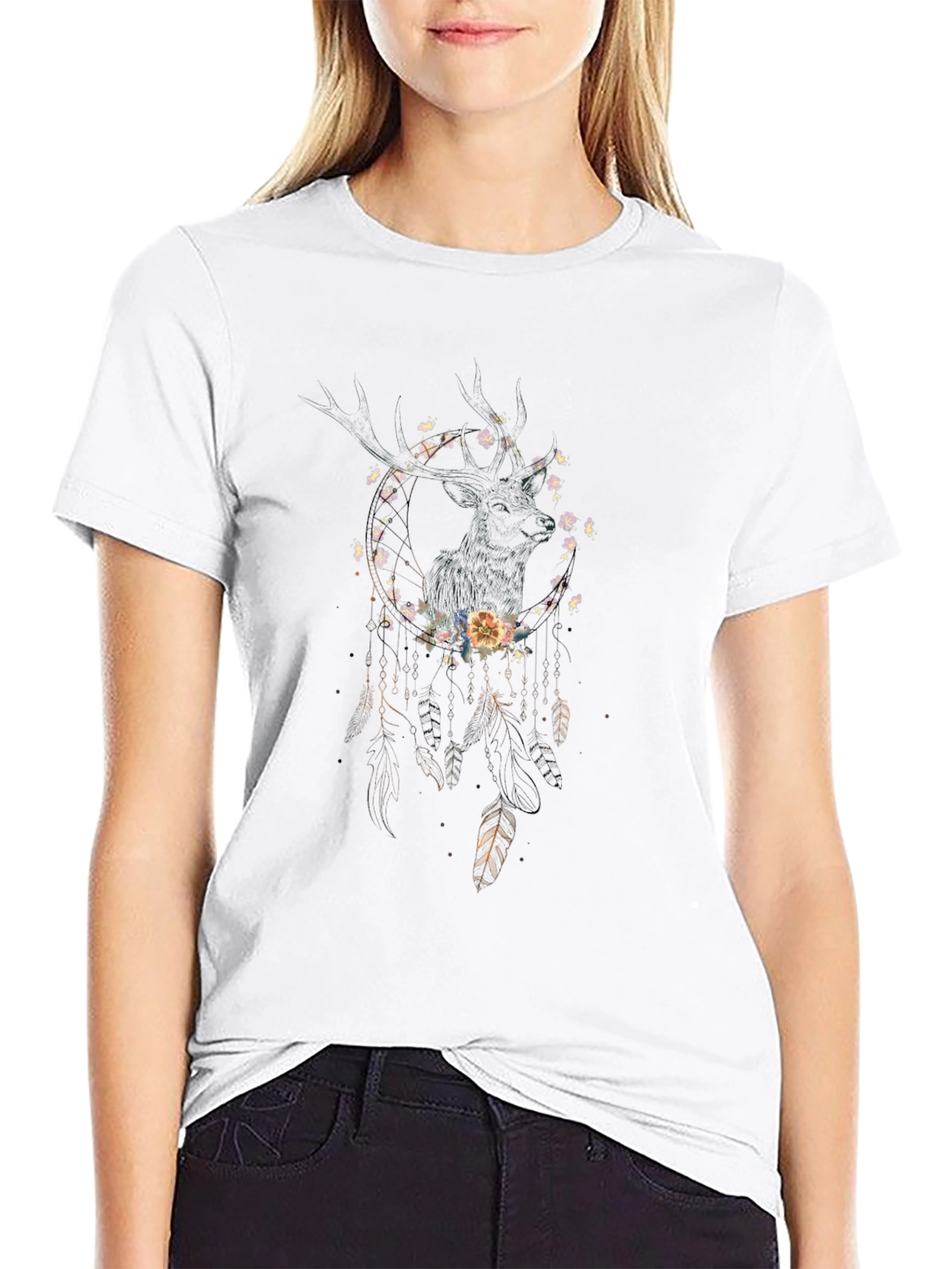 Dreamcatcher Floral Deer Graphic Tee