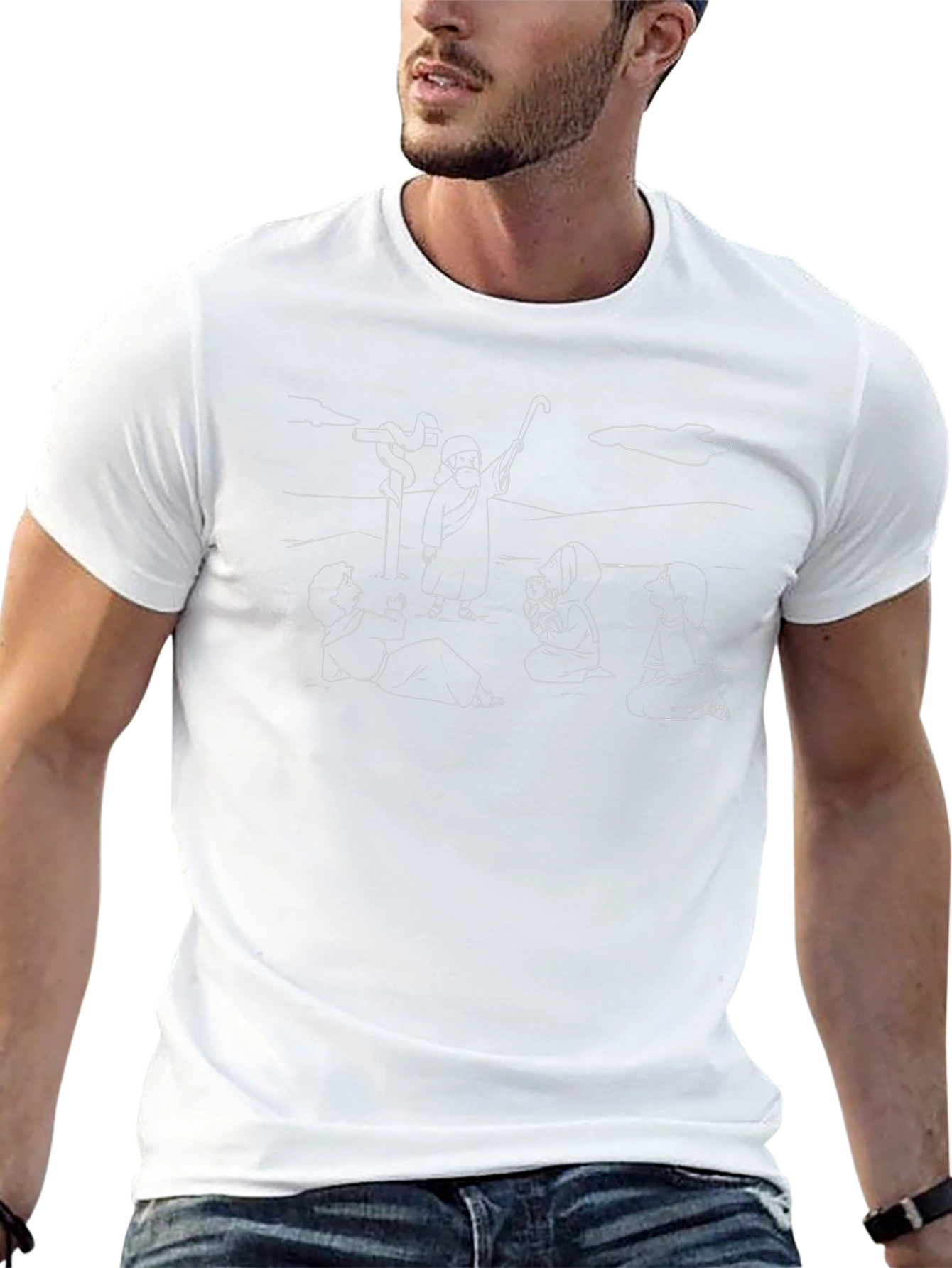 Line Art Story Tee - Unisex Black T-Shirt