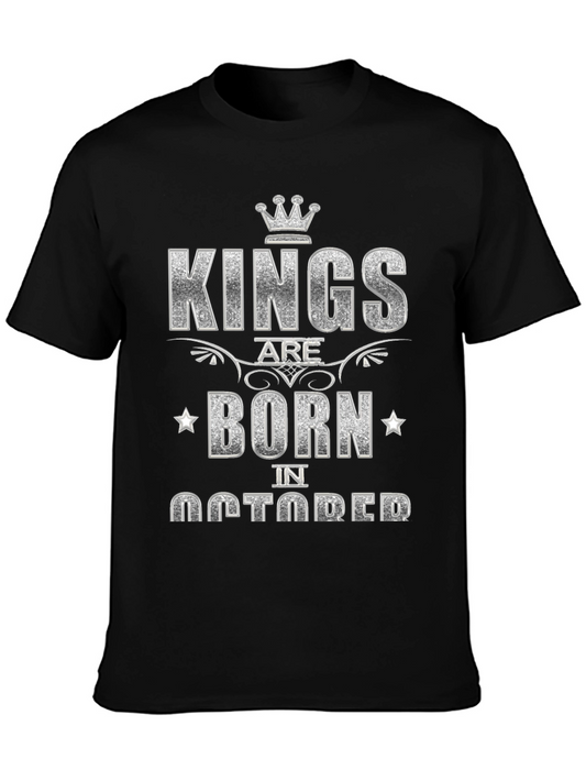 Kings Are Born in October Black Graphic T-Shirt