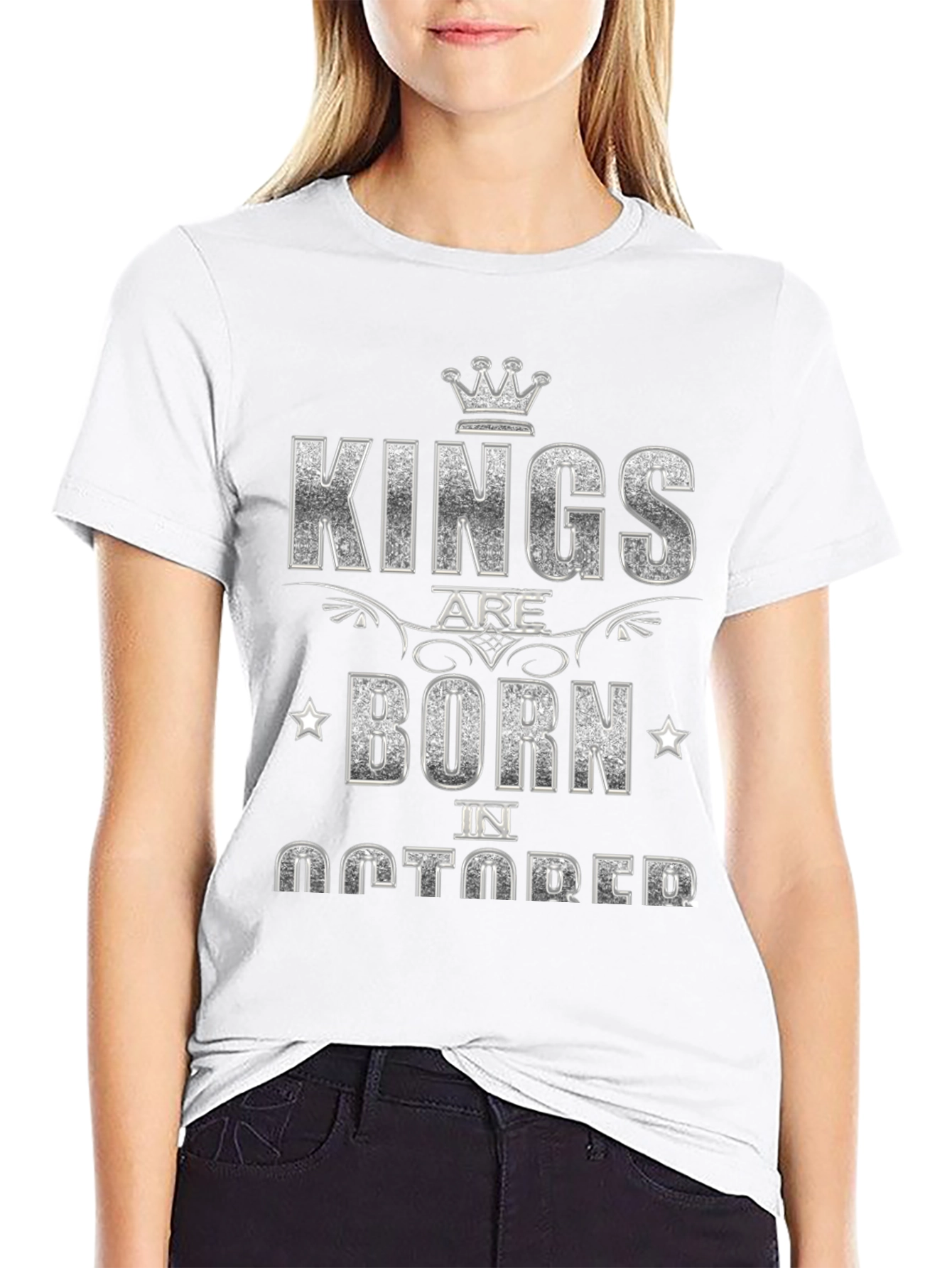 Kings Are Born in October Black Graphic T-Shirt