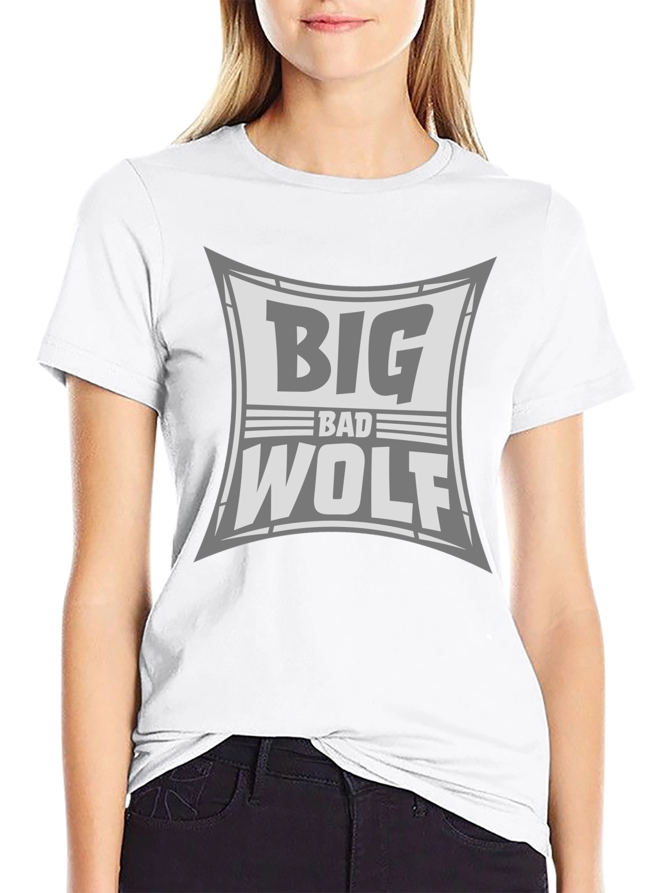 Big Bad Wolf Graphic Print Black T-Shirt