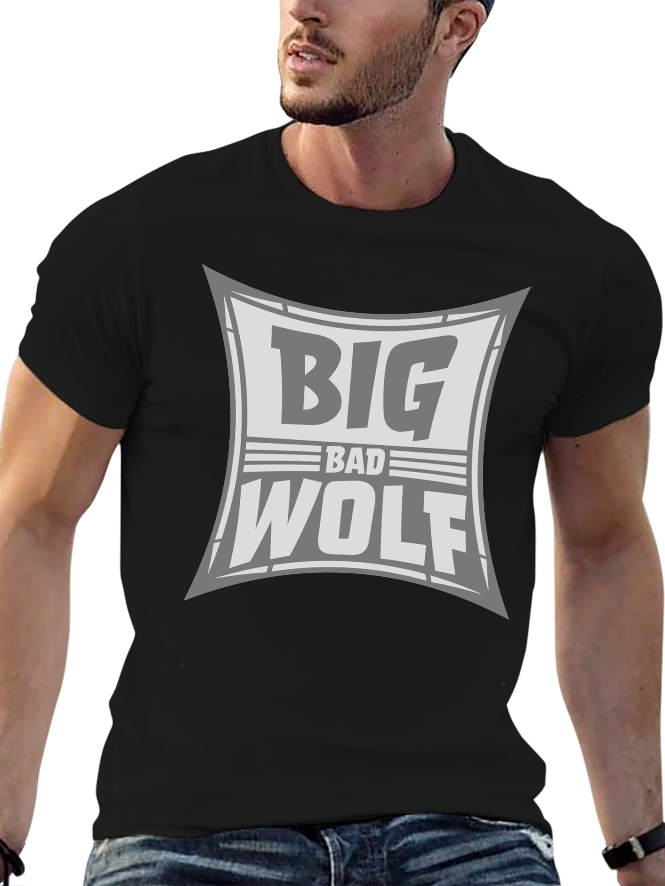 Big Bad Wolf Graphic Print Black T-Shirt