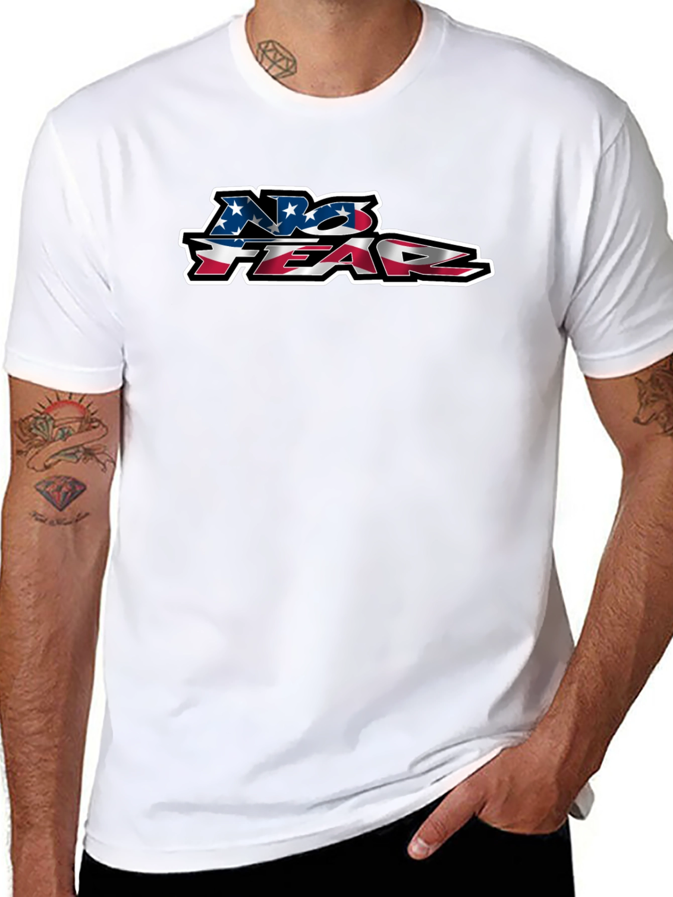 No Fear USA Flag Graphic Black T-Shirt