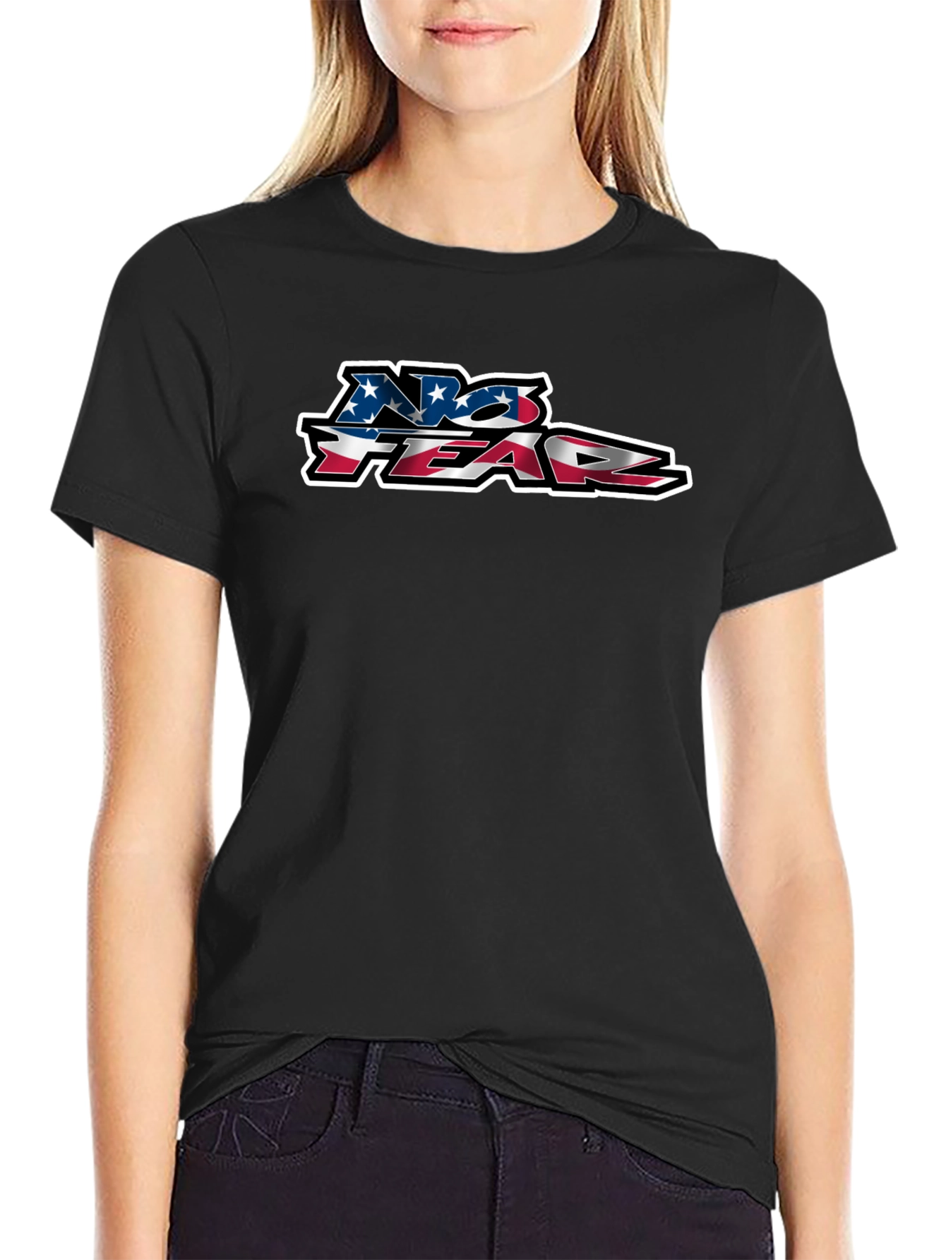 No Fear USA Flag Graphic Black T-Shirt