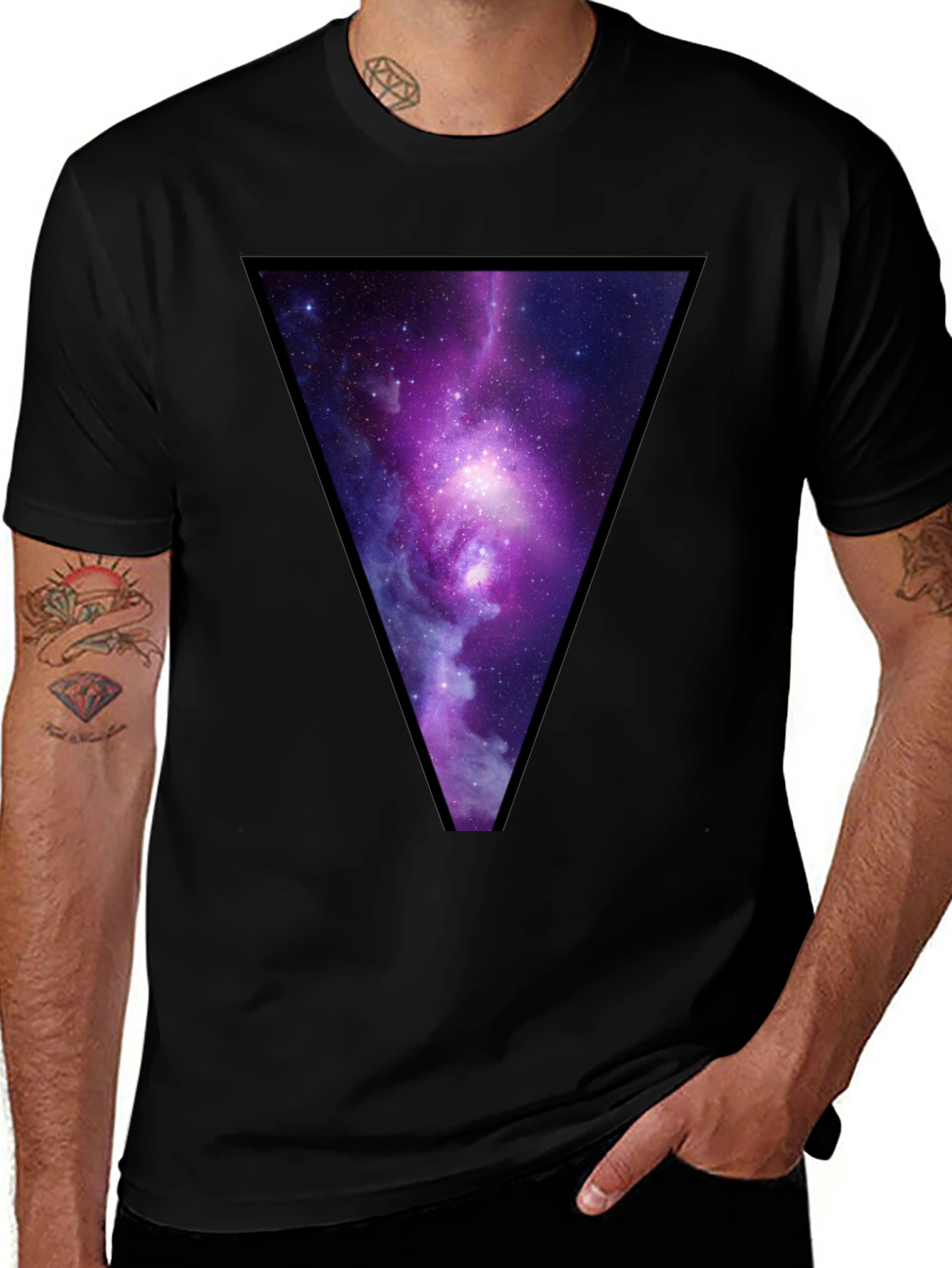 Galaxy Triangle Graphic T-Shirt - Trendy Casual Wear