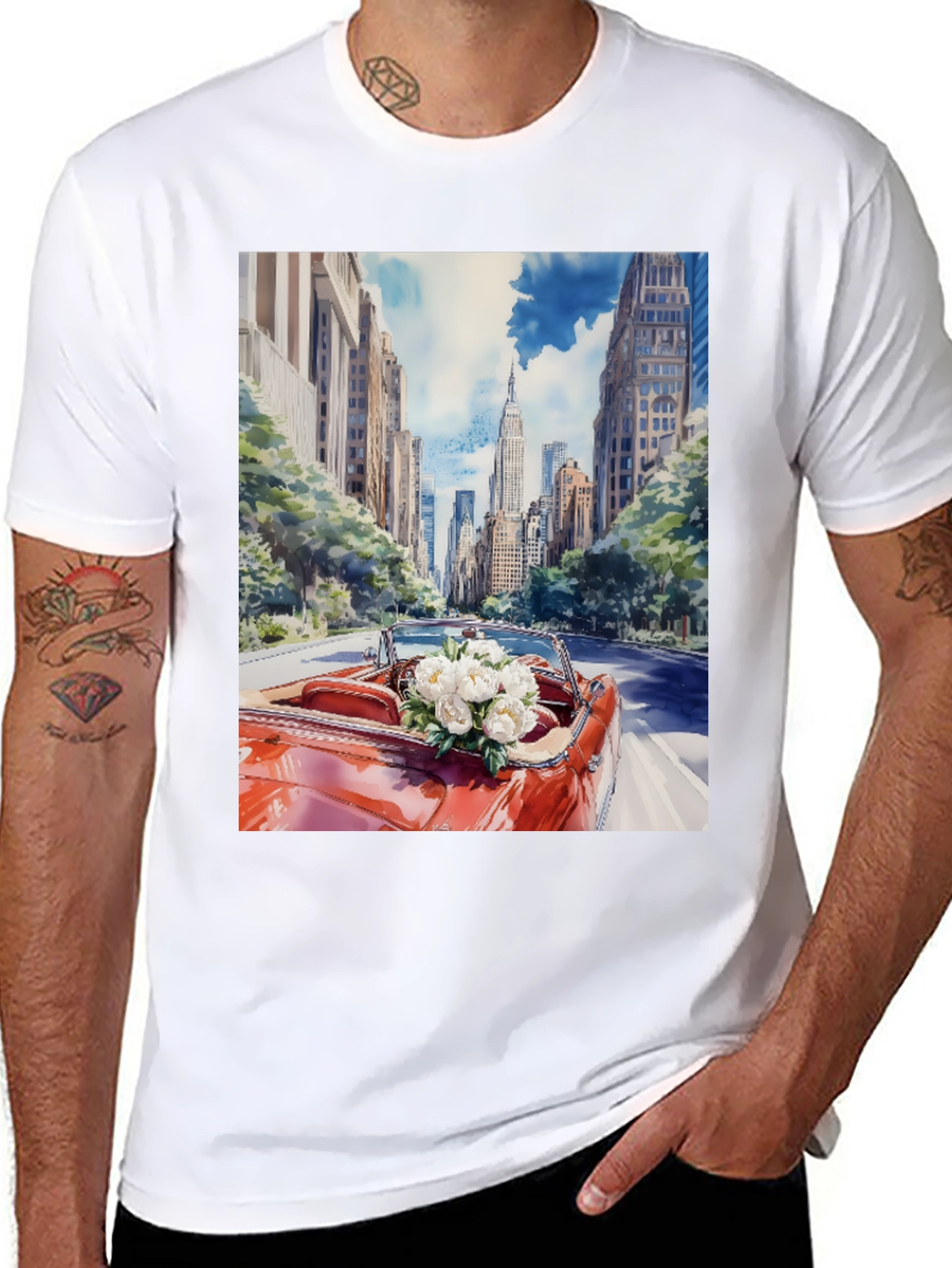 Cityscape Convertible Car T-Shirt