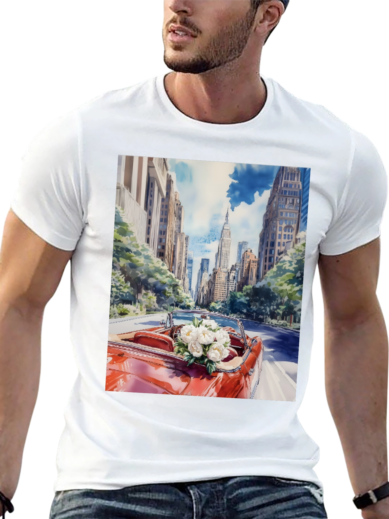 Cityscape Convertible Car T-Shirt