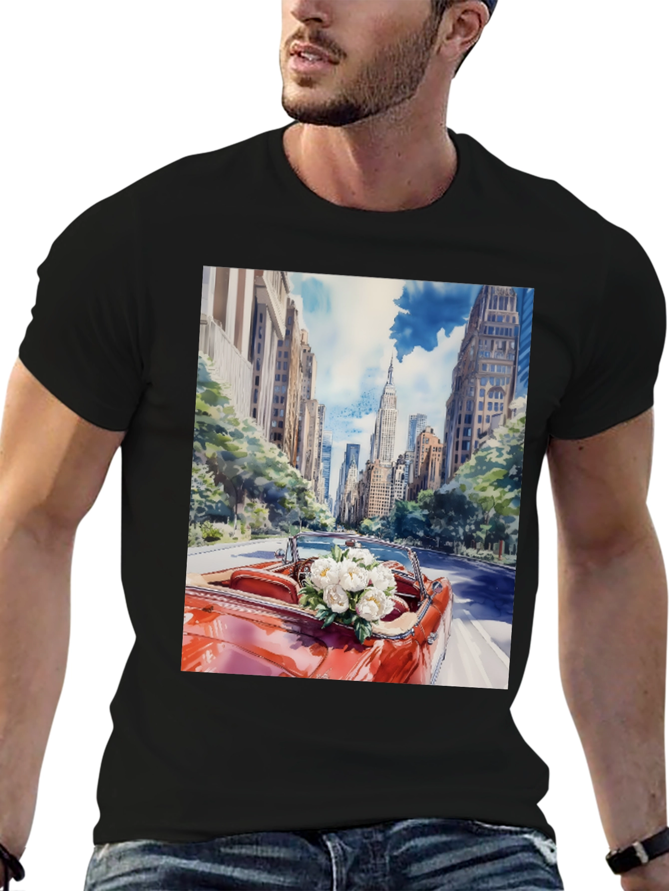 Cityscape Convertible Car T-Shirt