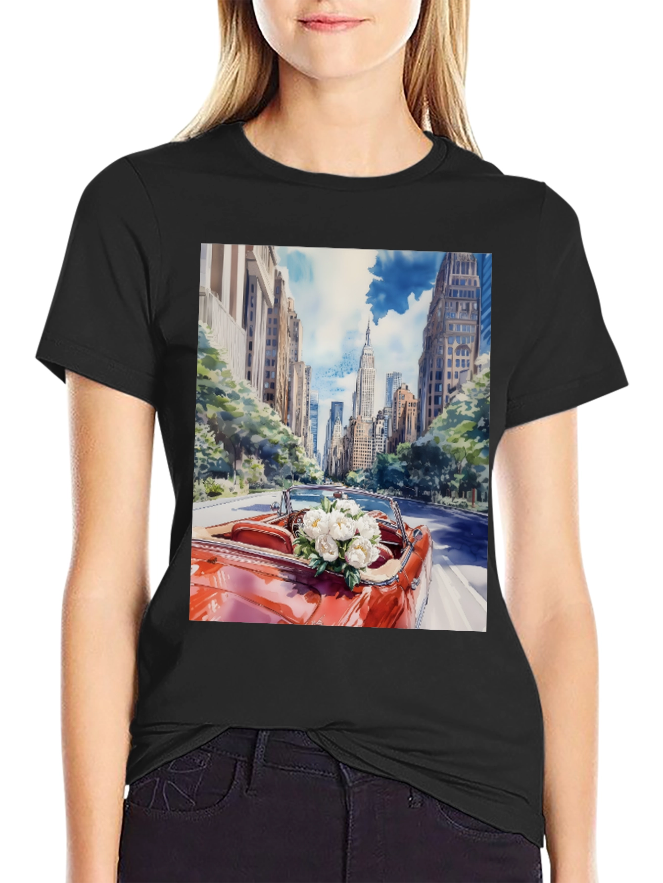 Cityscape Convertible Car T-Shirt