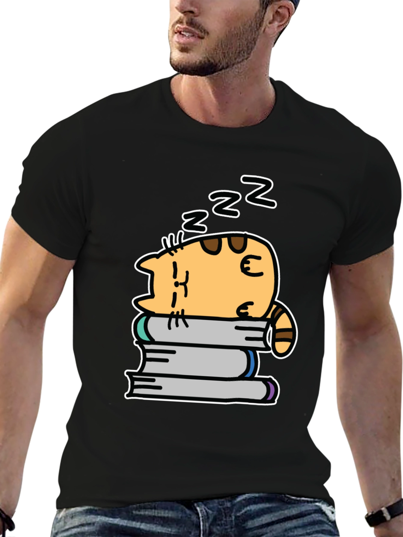 Cute Cat Nap T-Shirt - Unisex Black Tee