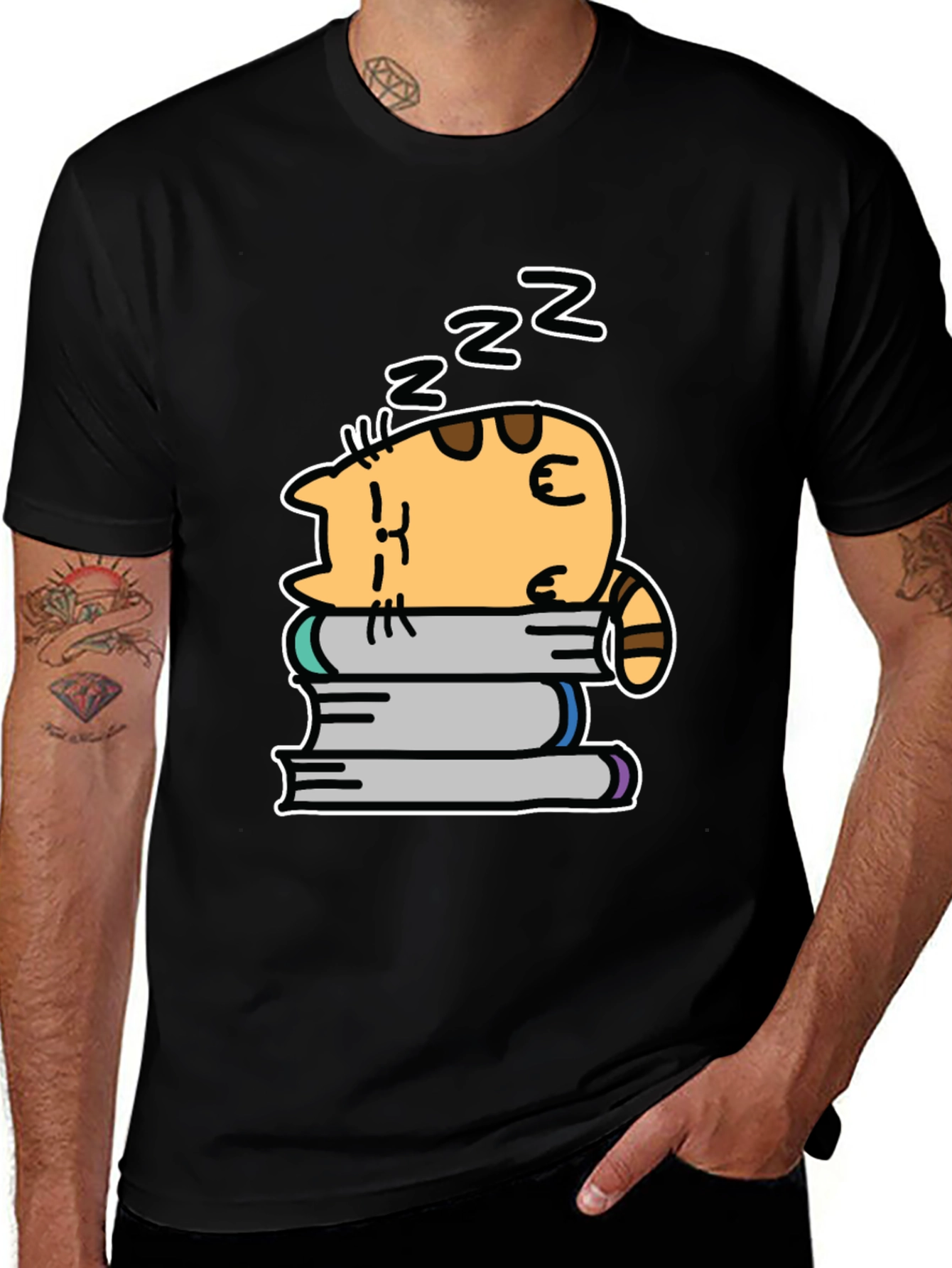 Cute Cat Nap T-Shirt - Unisex Black Tee