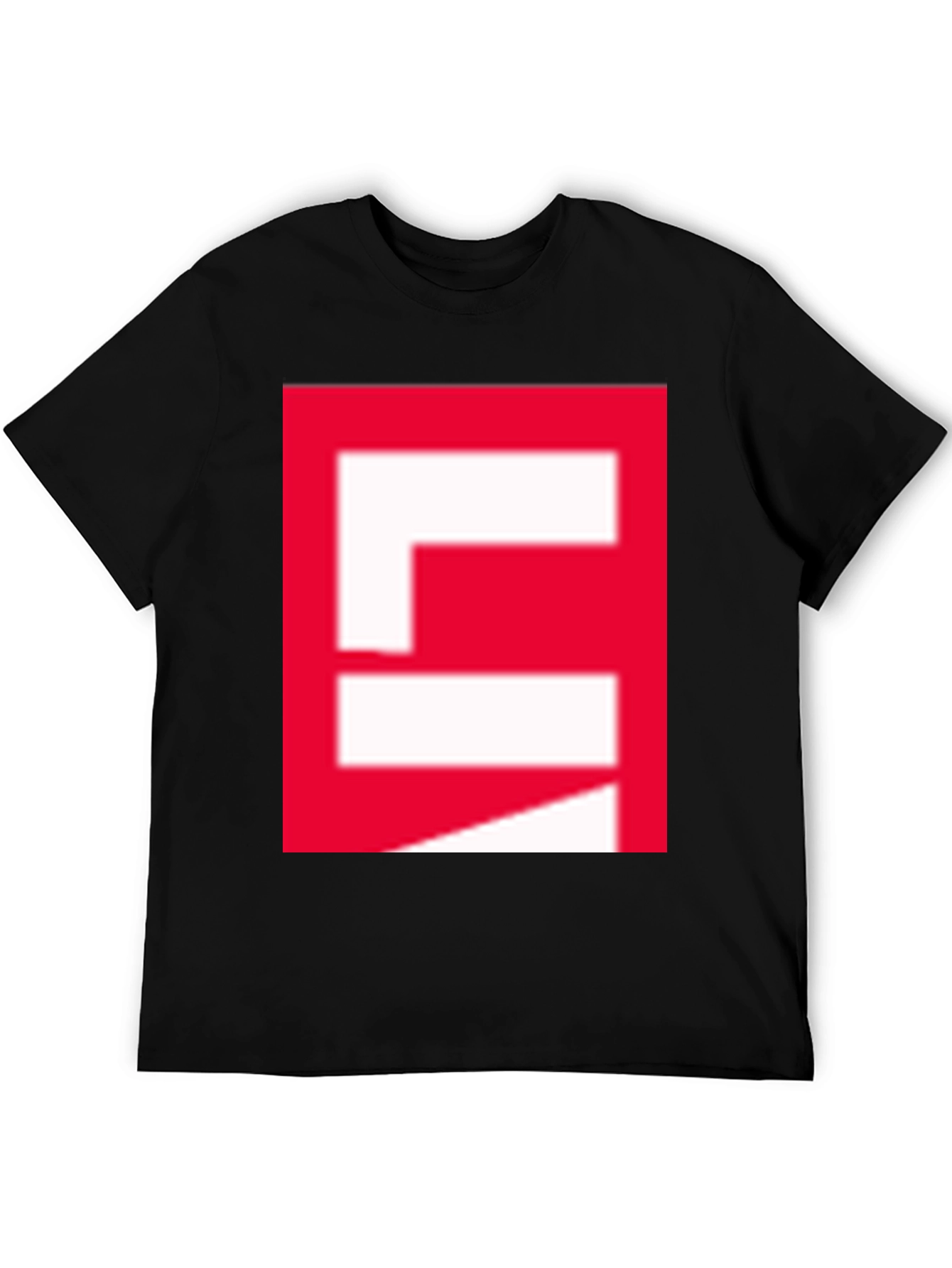 Red Block Graphic Black T-Shirt