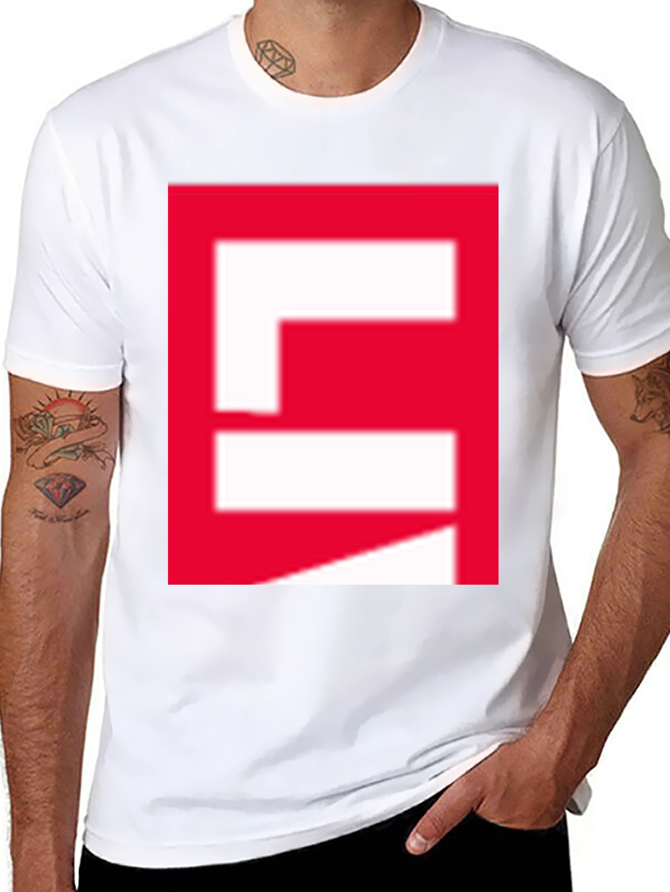 Red Block Graphic Black T-Shirt