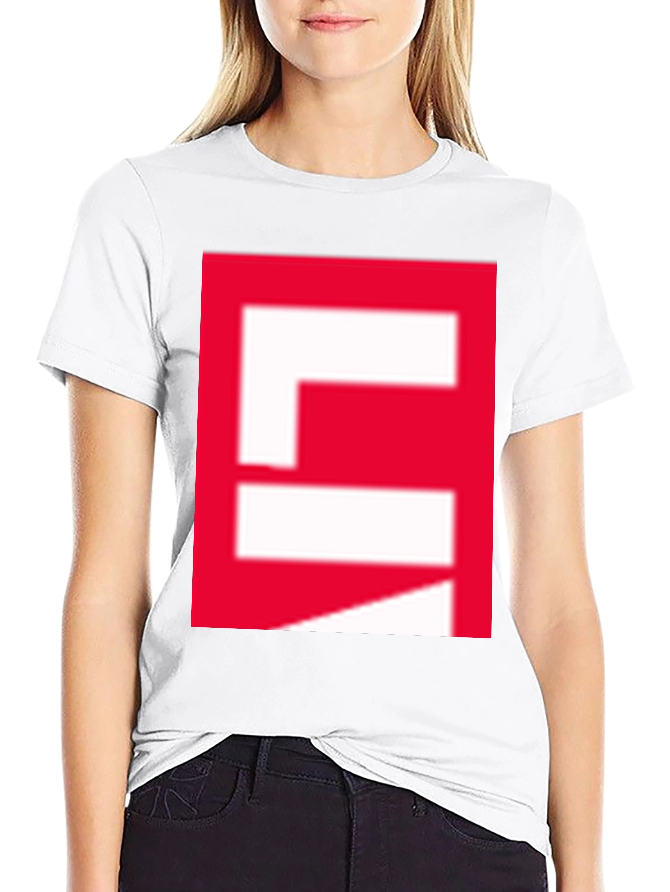 Red Block Graphic Black T-Shirt