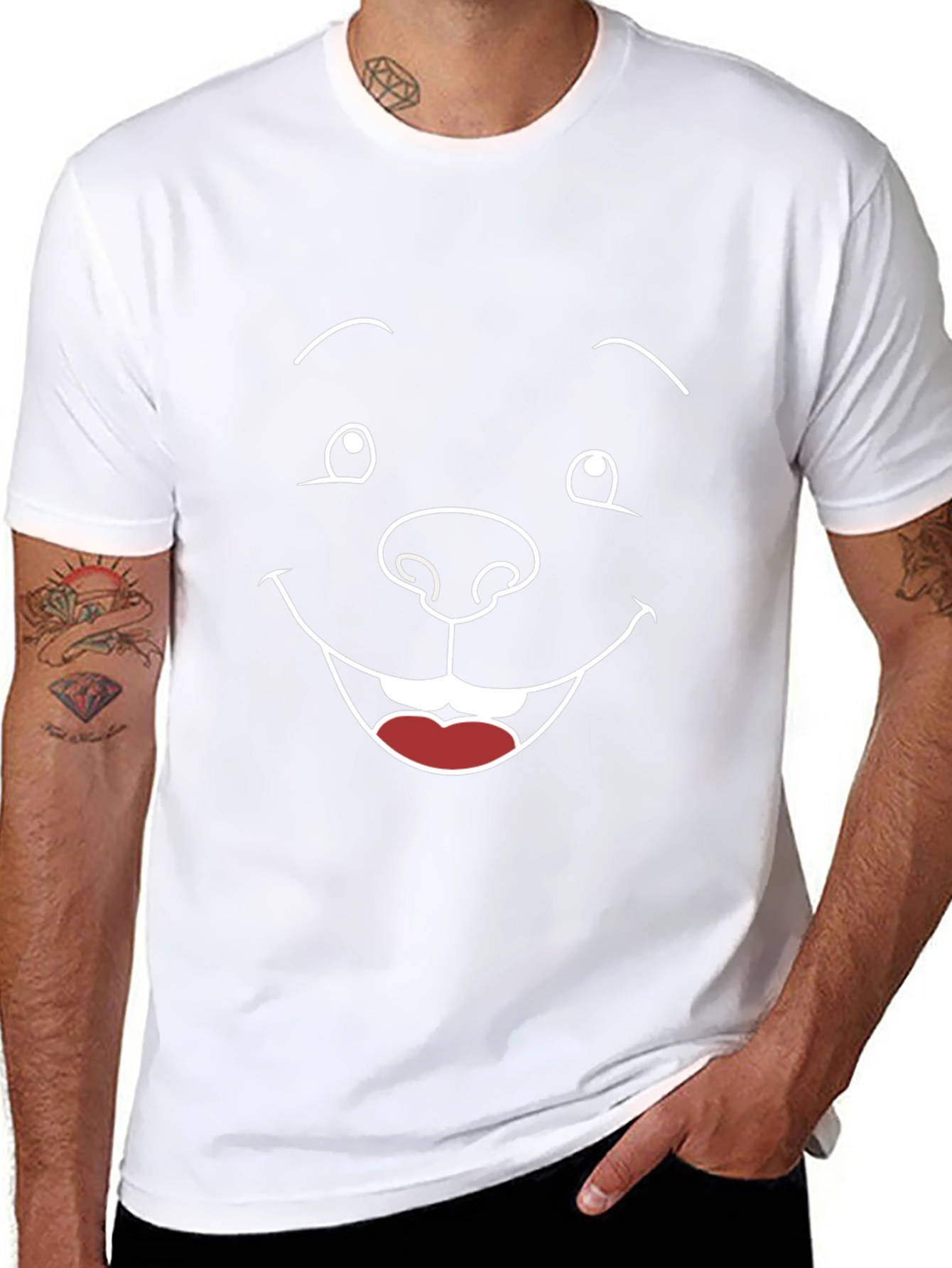 Funny Cartoon Face Graphic Black T-Shirt