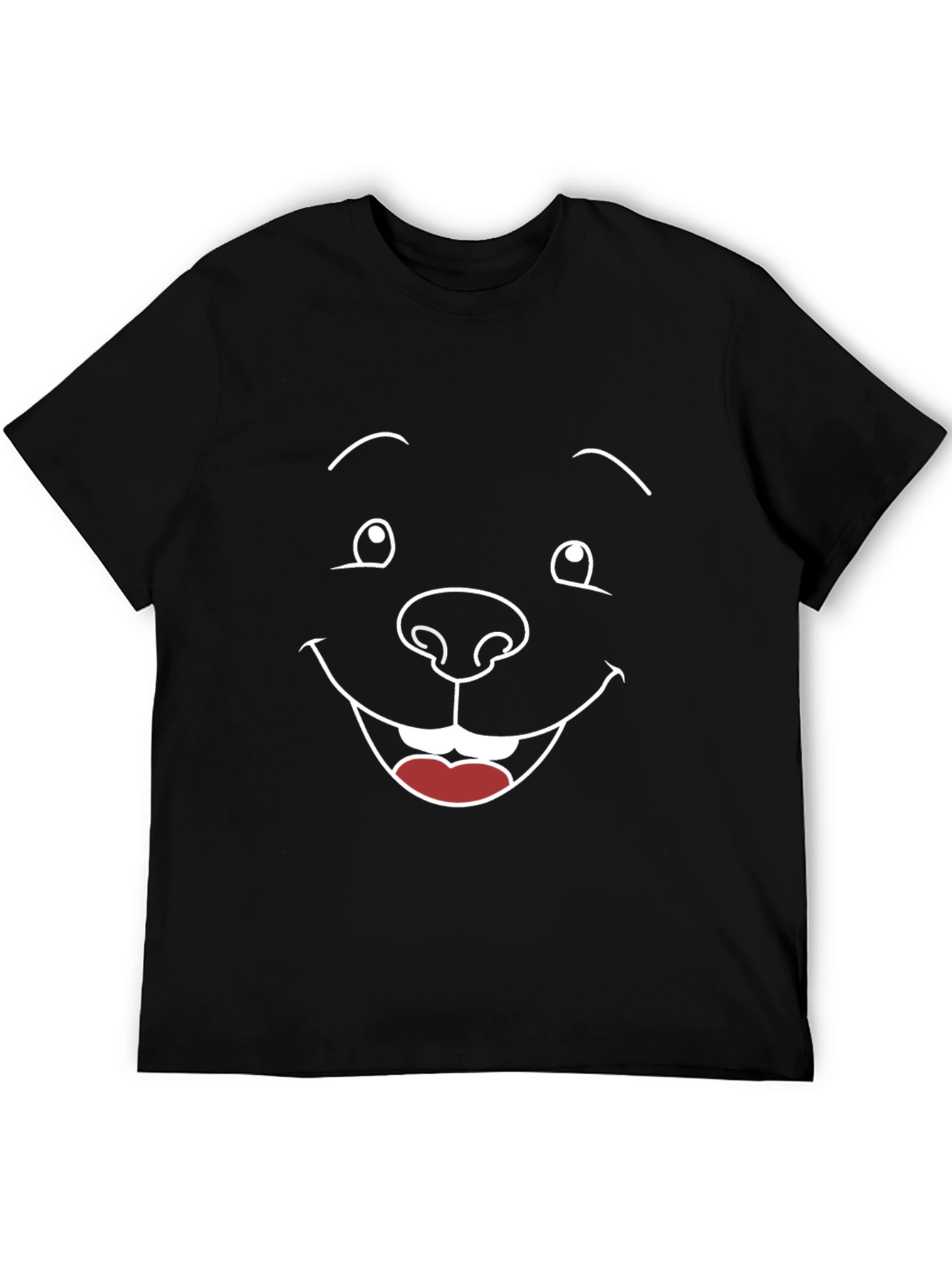 Funny Cartoon Face Graphic Black T-Shirt