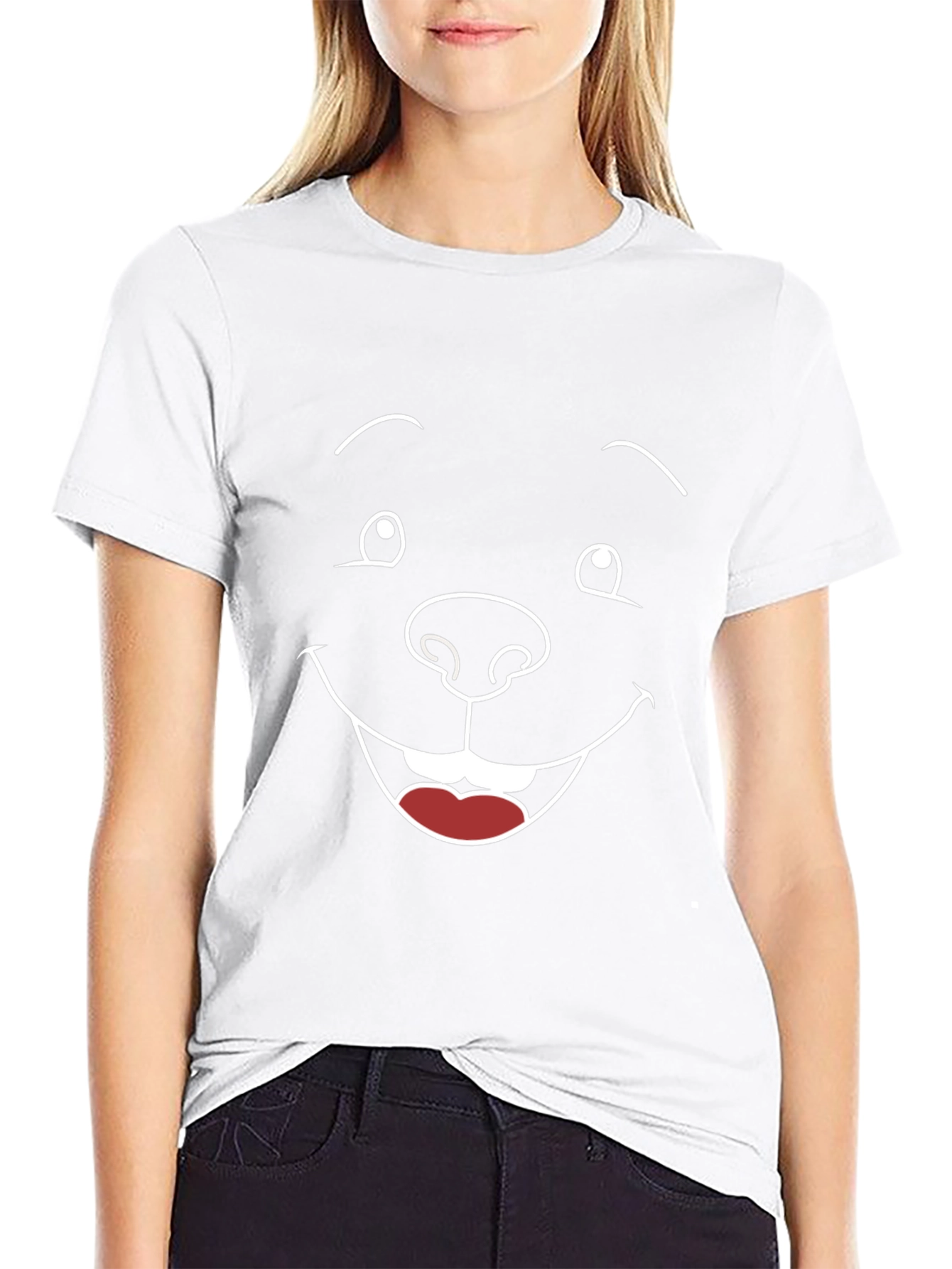 Funny Cartoon Face Graphic Black T-Shirt