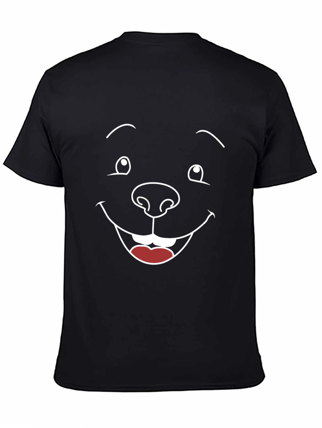 Funny Cartoon Face Graphic Black T-Shirt