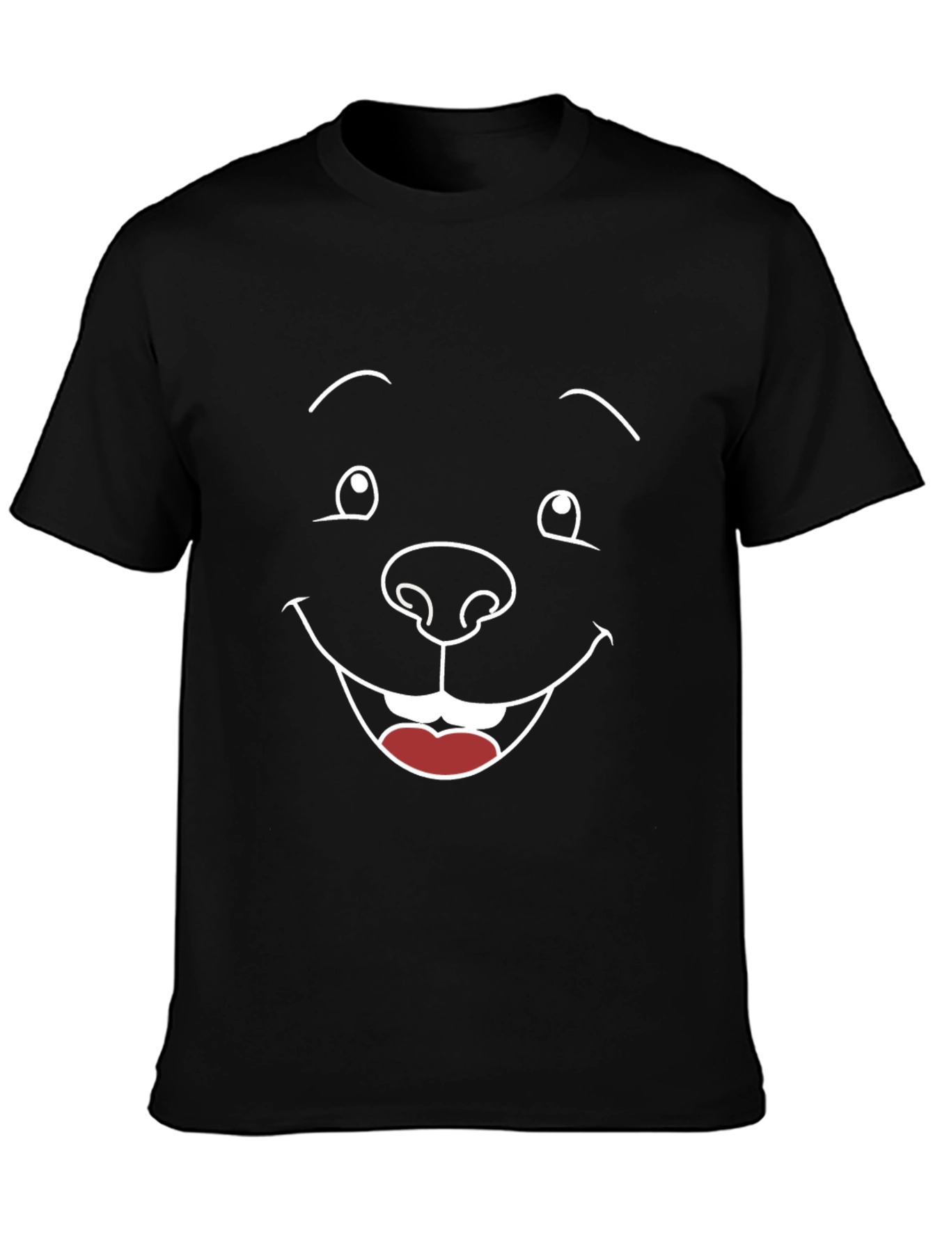 Funny Cartoon Face Graphic Black T-Shirt