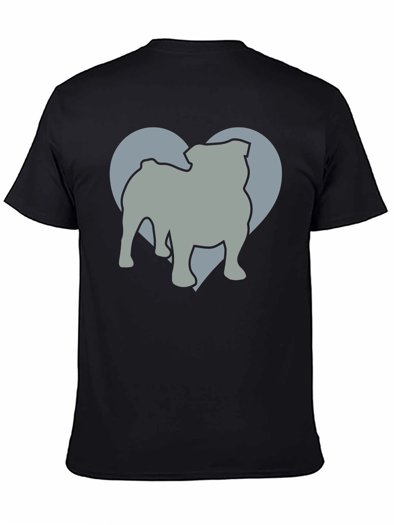 Bulldog Heart Silhouette Mens Graphic T-Shirt