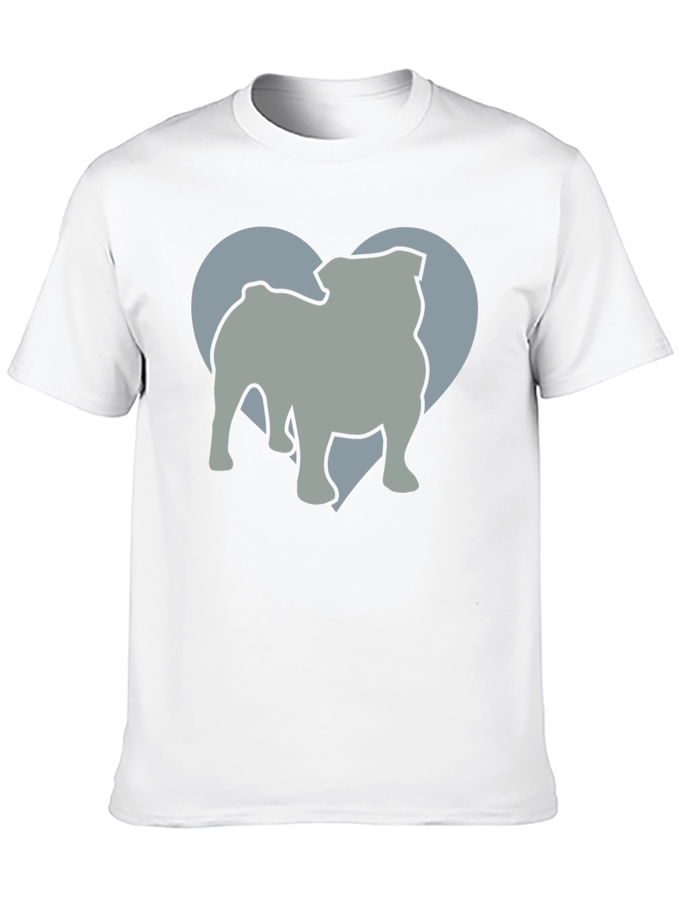 Bulldog Heart Silhouette Mens Graphic T-Shirt