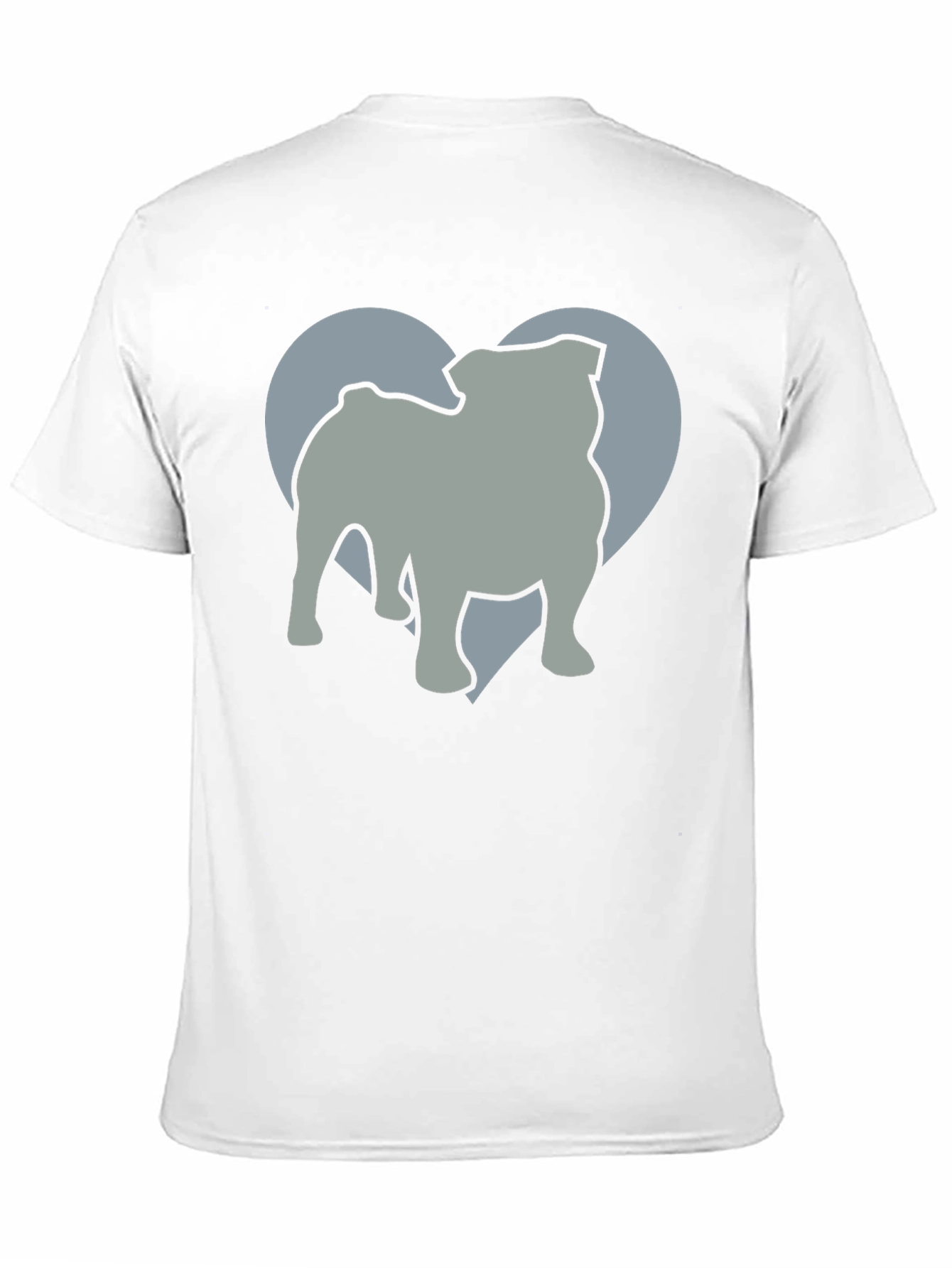 Bulldog Heart Silhouette Mens Graphic T-Shirt