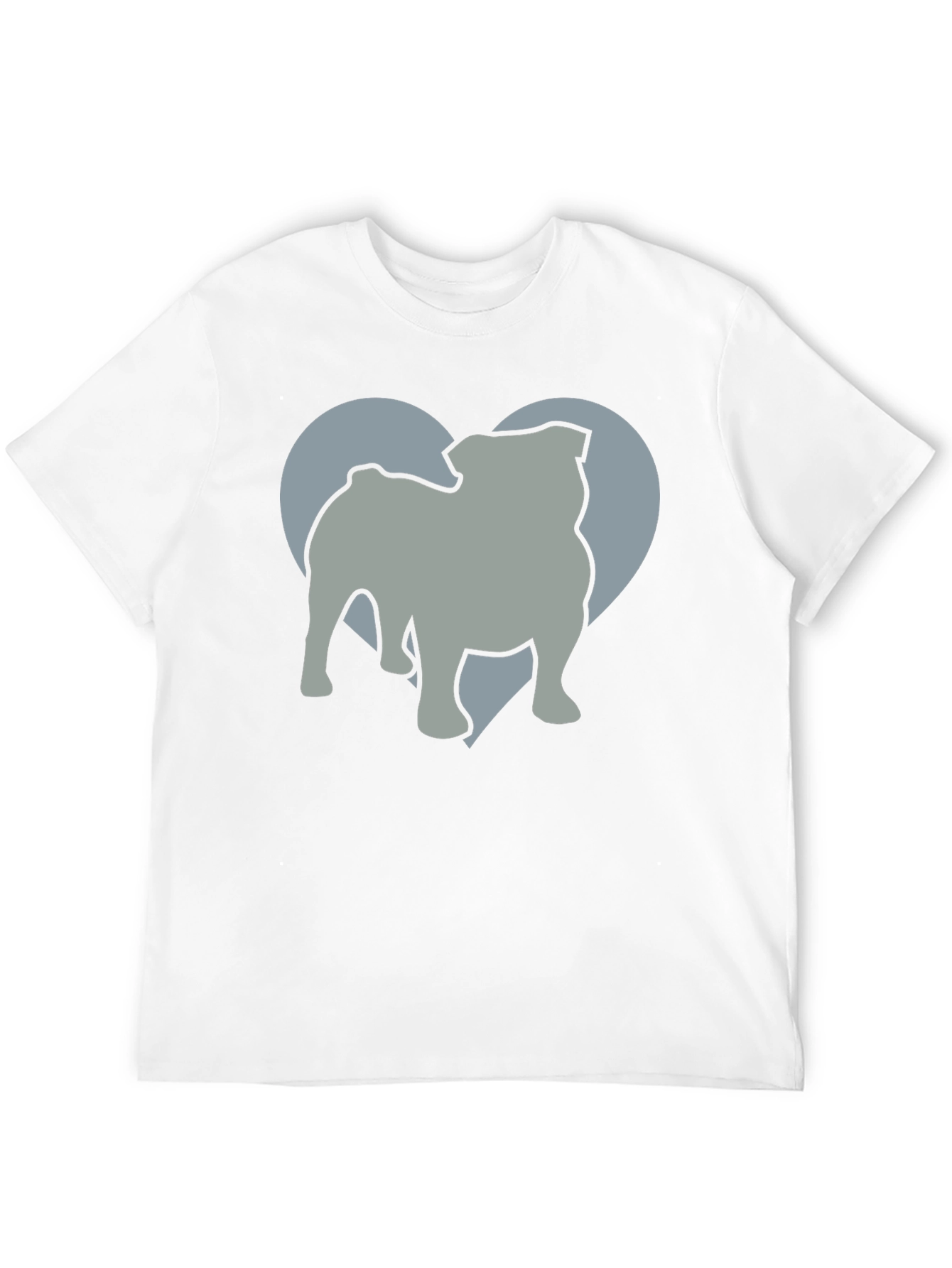Bulldog Heart Silhouette Mens Graphic T-Shirt