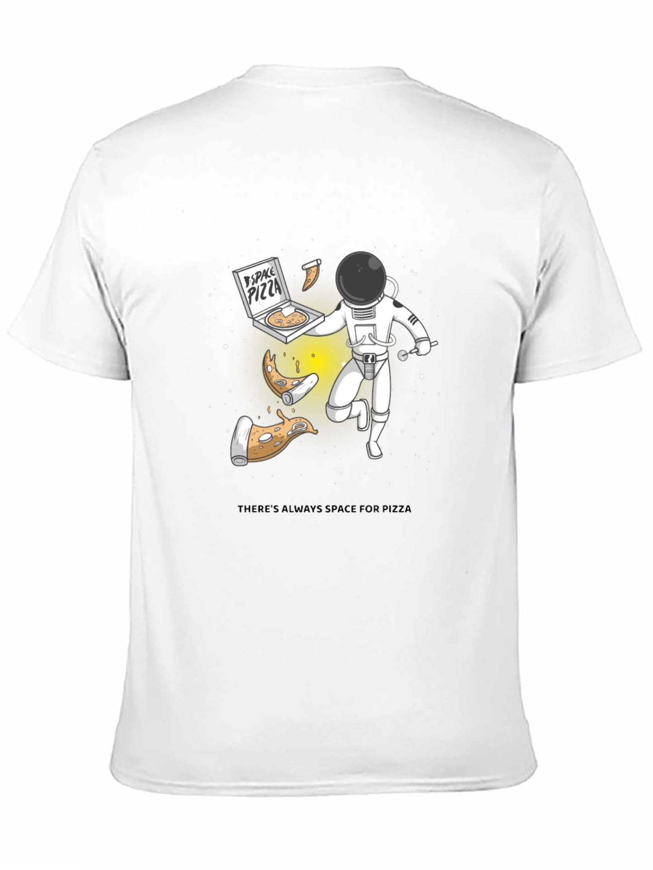 Space Pizza Black Graphic T-Shirt